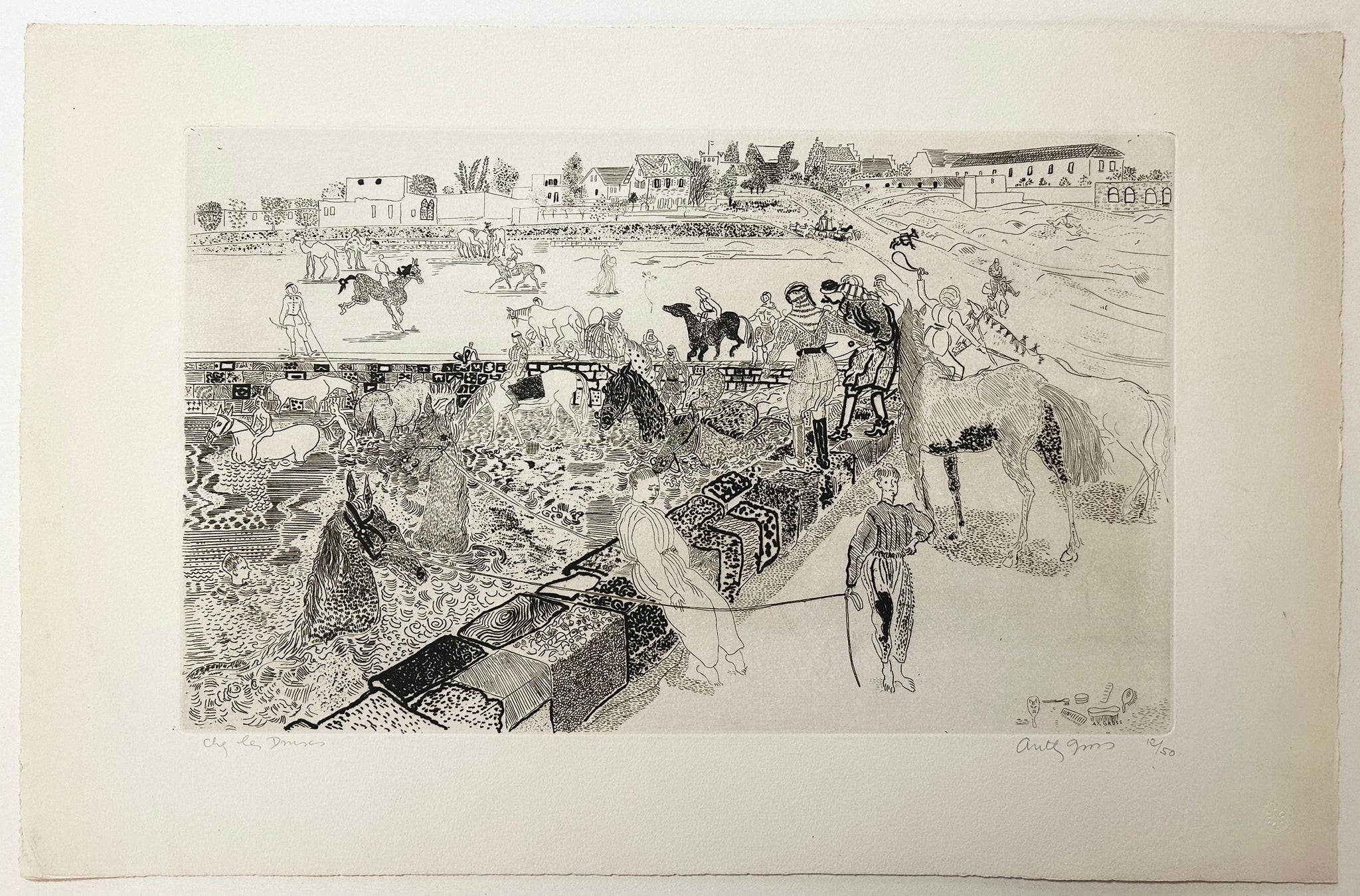 Chez les Druses (Bain de chevaux Arabes). 1954.