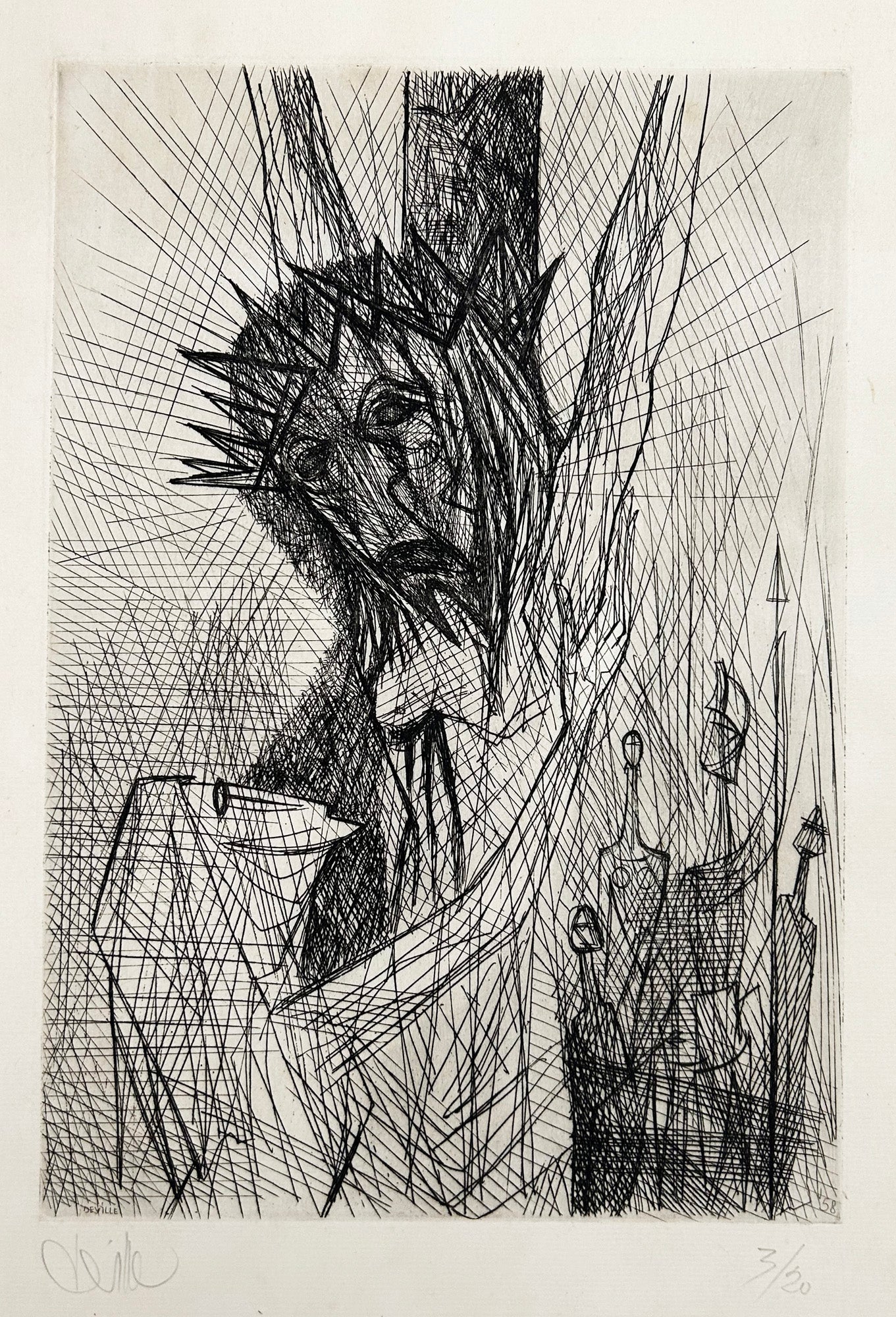 Christ en croix et la Vierge.  1958.