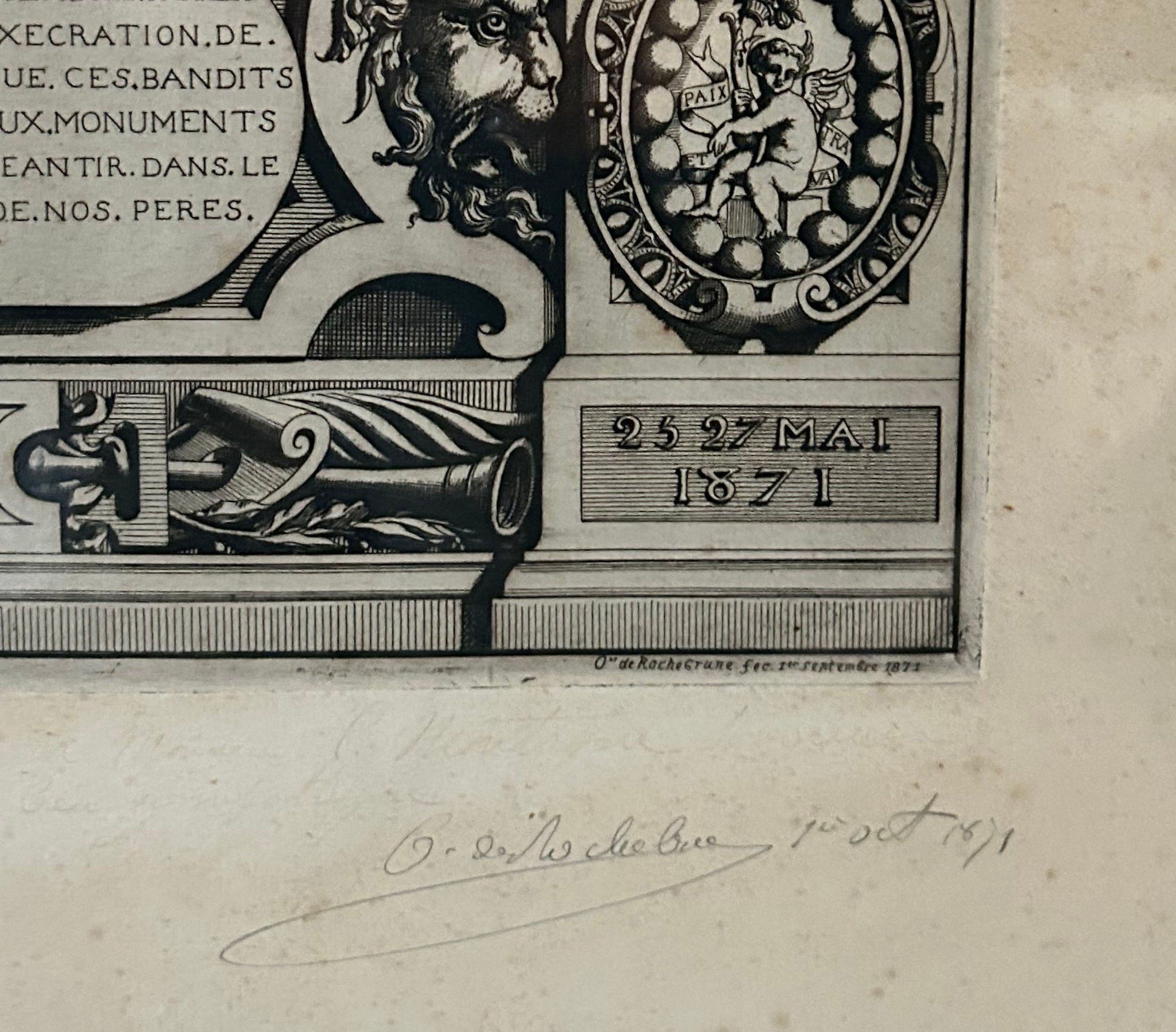 Le Crime. L'Hôtel de Ville de Paris incendié par la Commune en 1871.  1871.