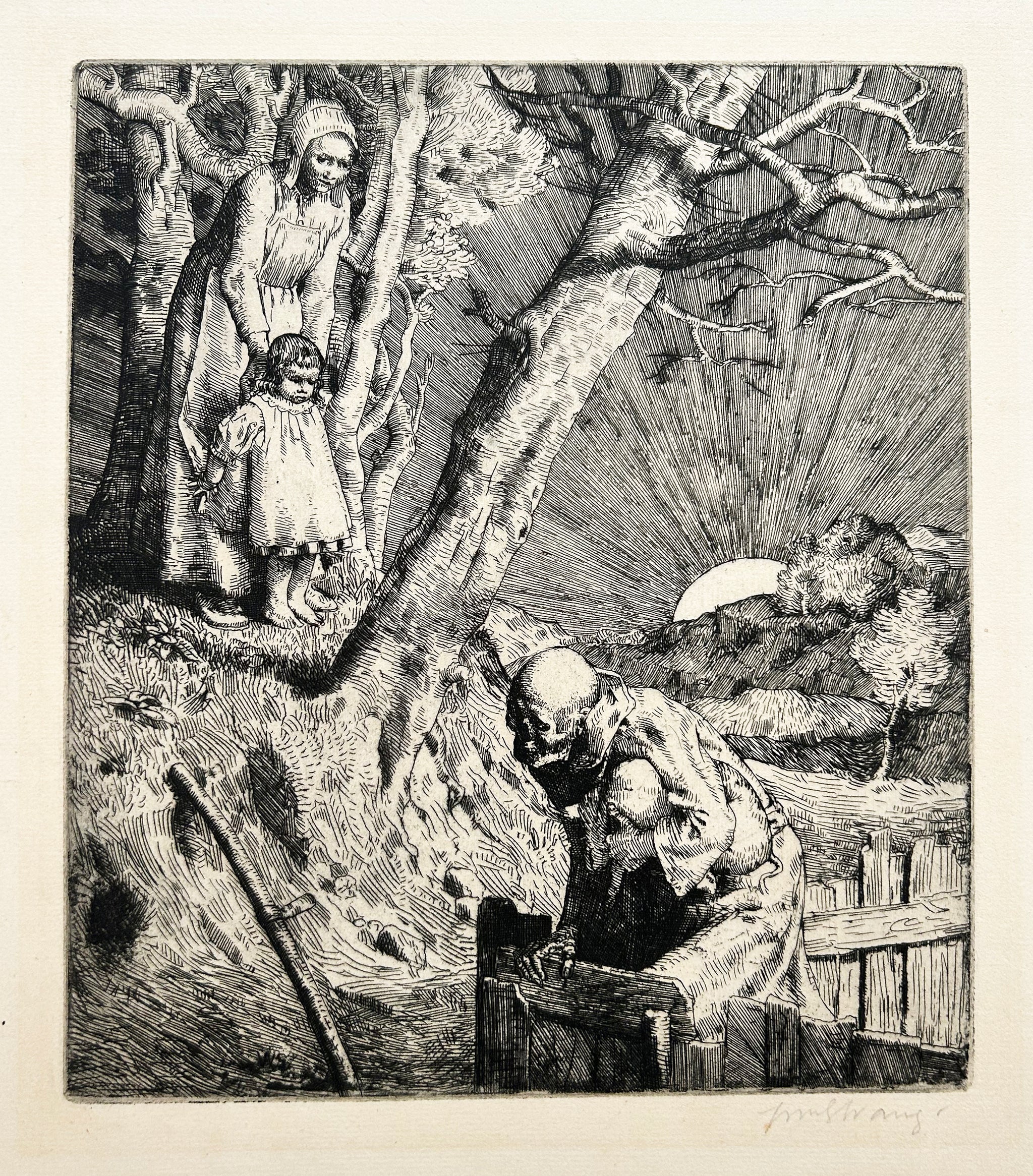 William STRANG La Mort et le laboureur. 1888. Eau-forte originale, signée.