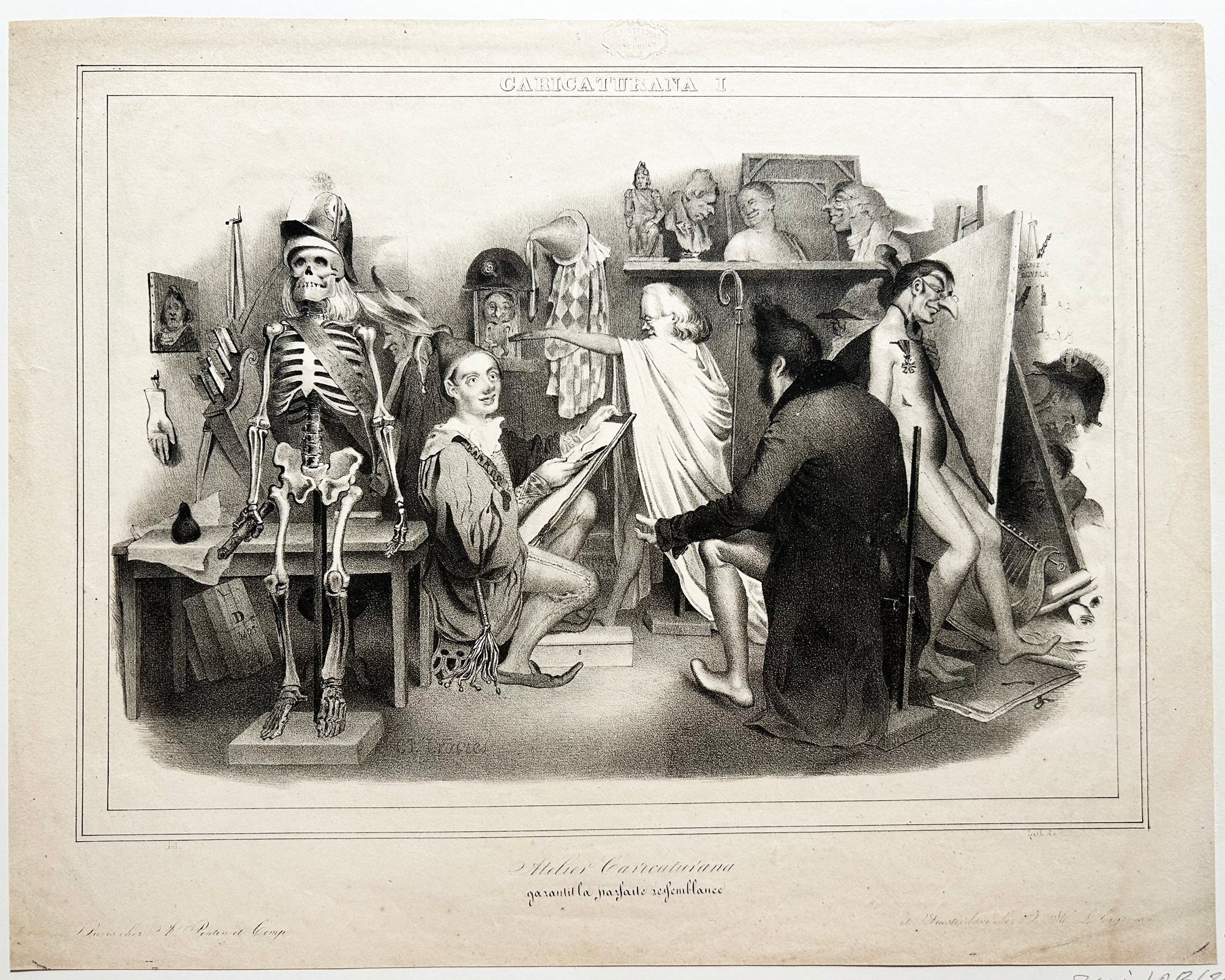 Charles Joseph TRAVIES - Atelier Caricaturana garantit la parfaite ressemblance. c.1834. Lithographie.