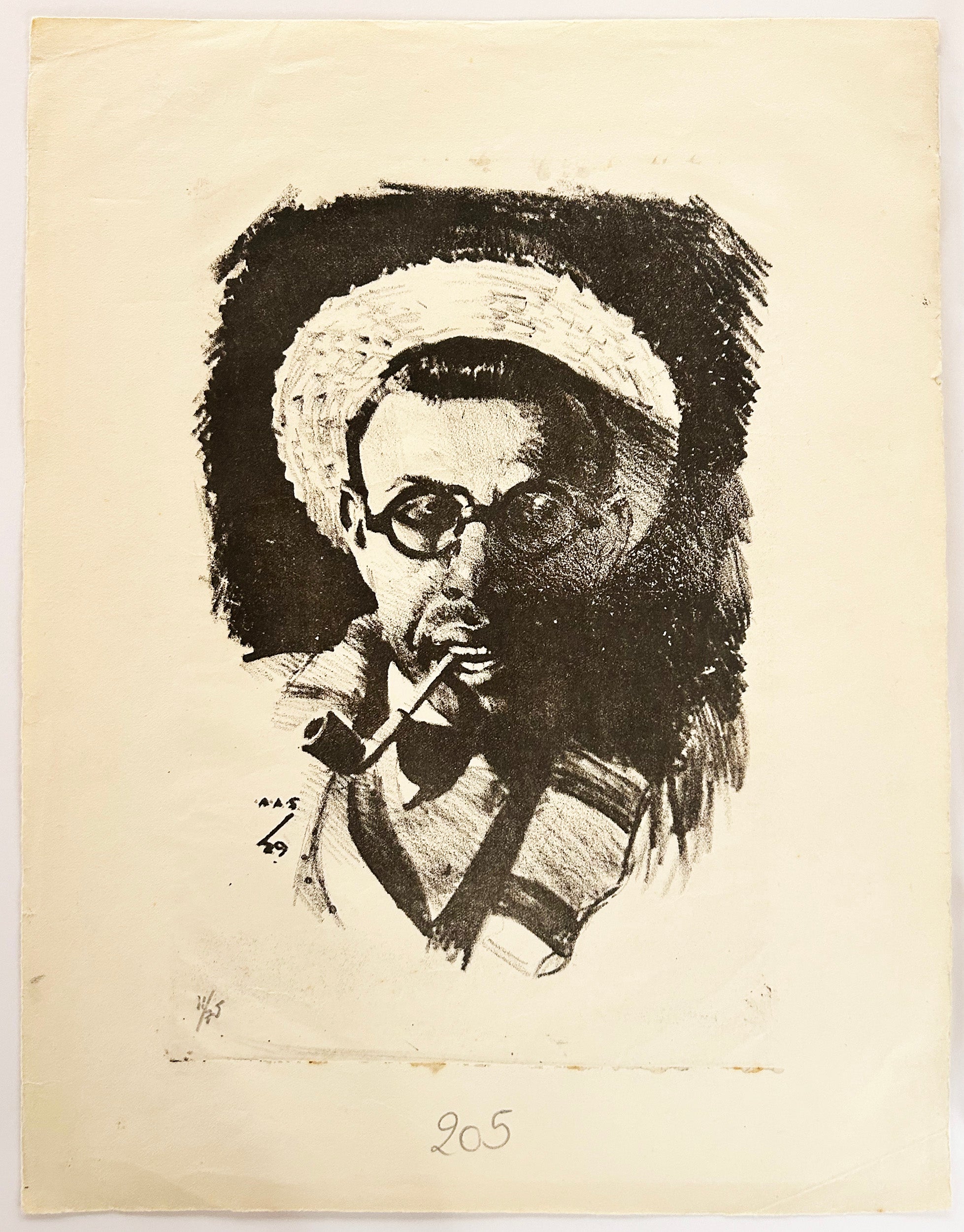 Autoportrait à la pipe.  1929.