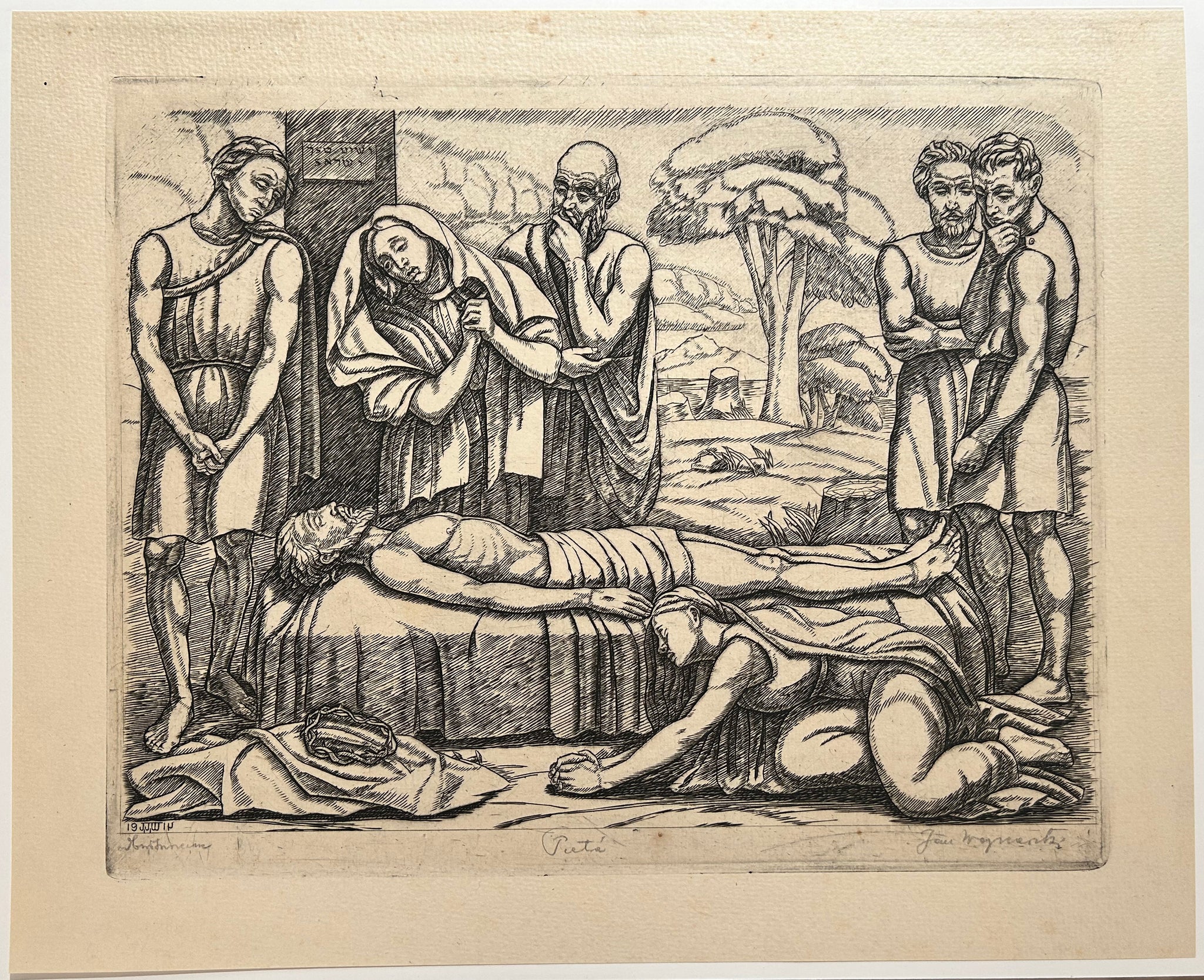 WOJNARSKI Jan - Pieta. 1914. Gravure originale signée.