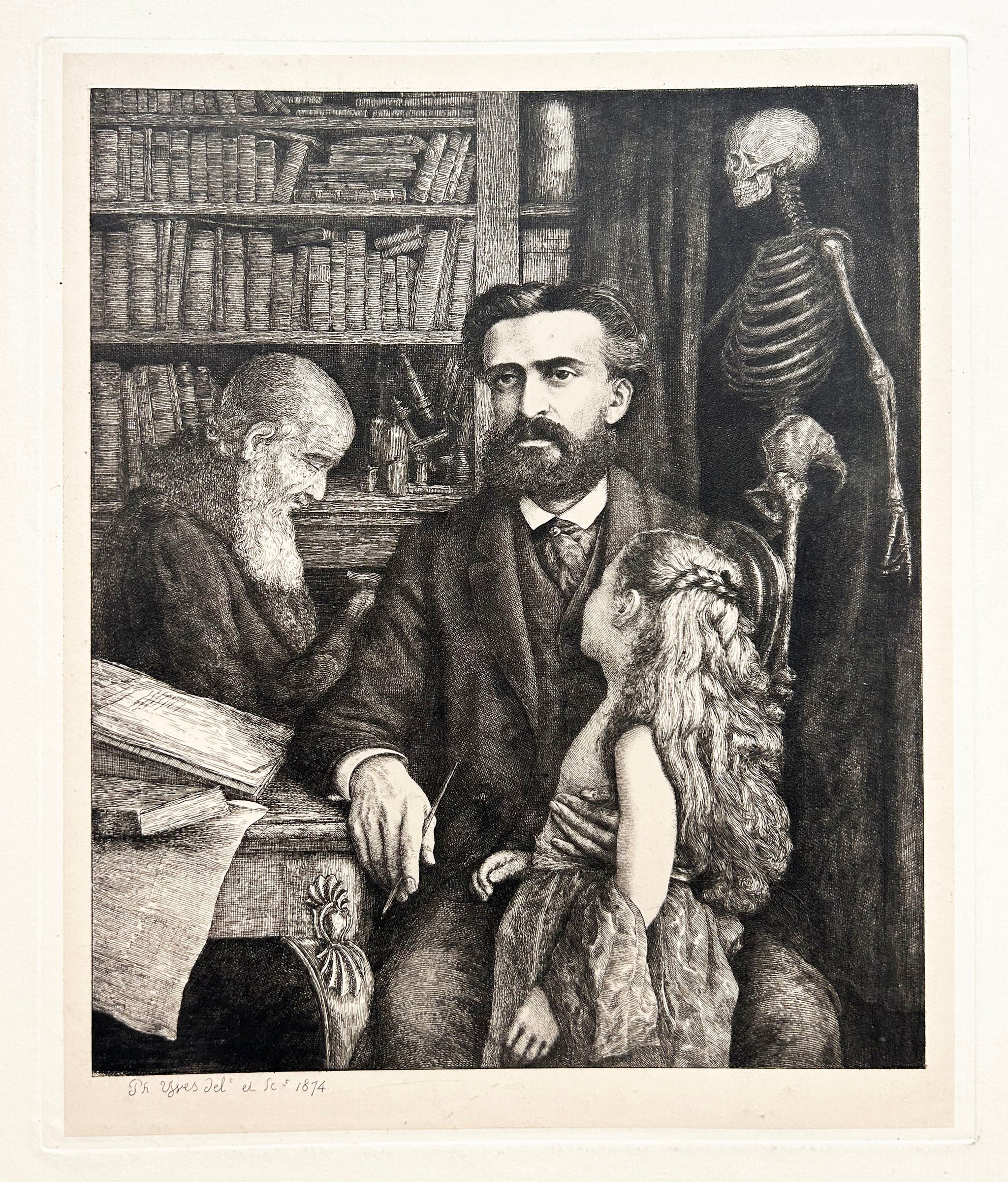 YVES Philippe Henri Portrait de famille. 1874. Gravure.