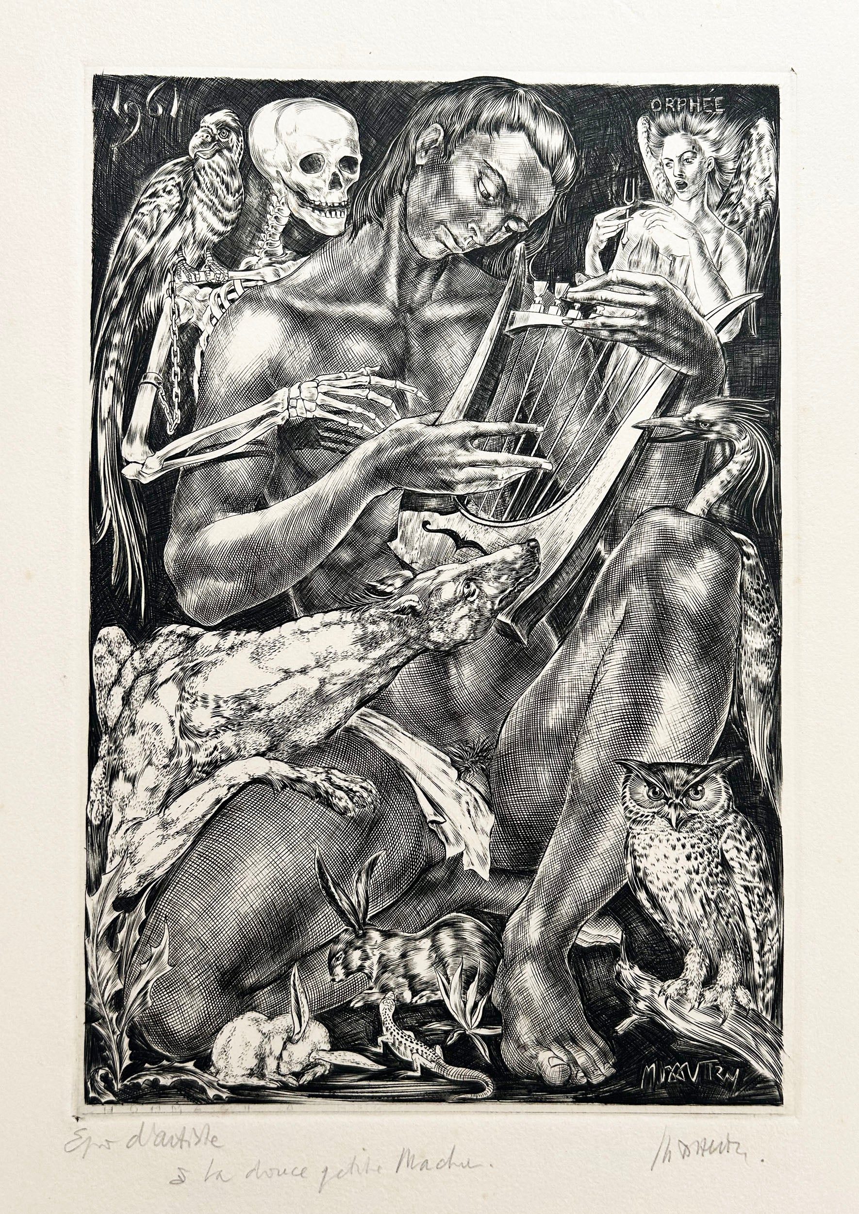 Marc DAUTRY Orphée. 1961. Gravure originale contresignée.