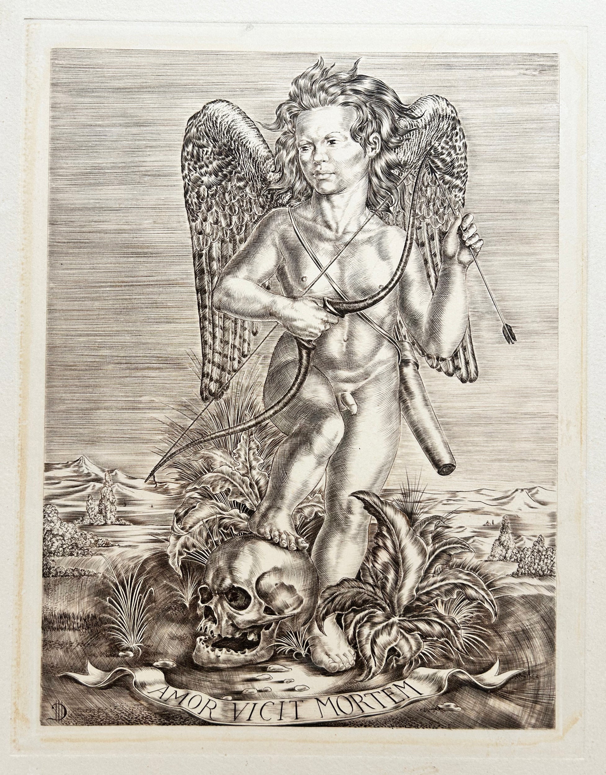 Marc DAUTRY Amor vicit Mortem. Vanité. 1977. Gravure originale.