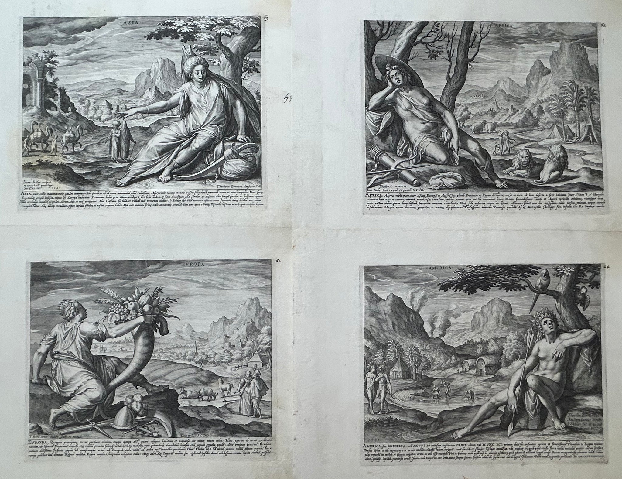 Les quatre continents. Europa, Asia, Africa & America. 1581.