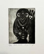 Charger l'image dans la galerie, Georges ROUGY-MINANG - Femme oiseau (Rougy chouette). Manière noire originale, signée.