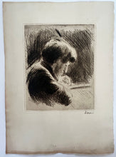 Charger l'image dans la galerie, Graveur au travail (Portrait du peintre et graveur Lauzet ?).
