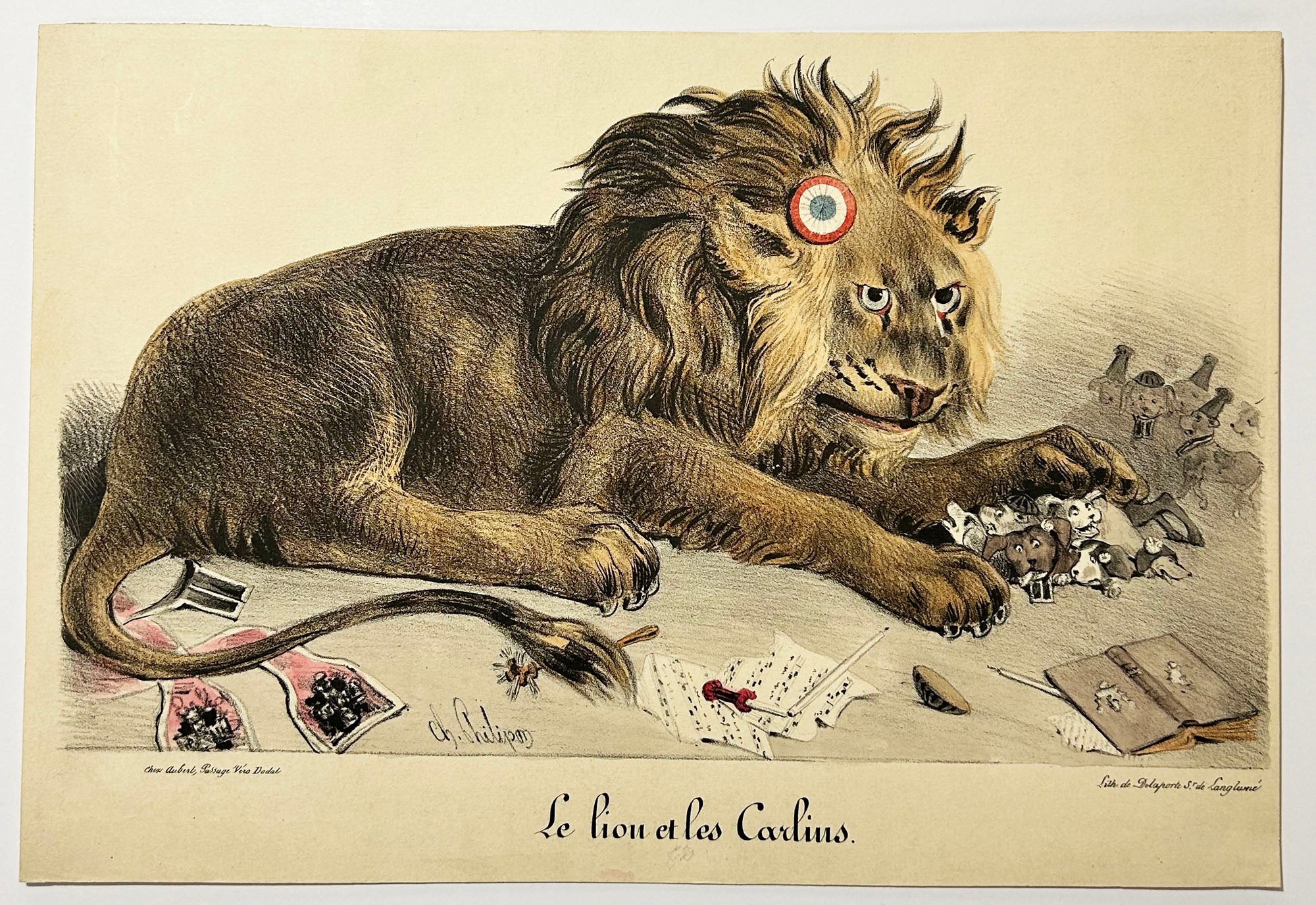 Le lion et les Carlins. 1831.