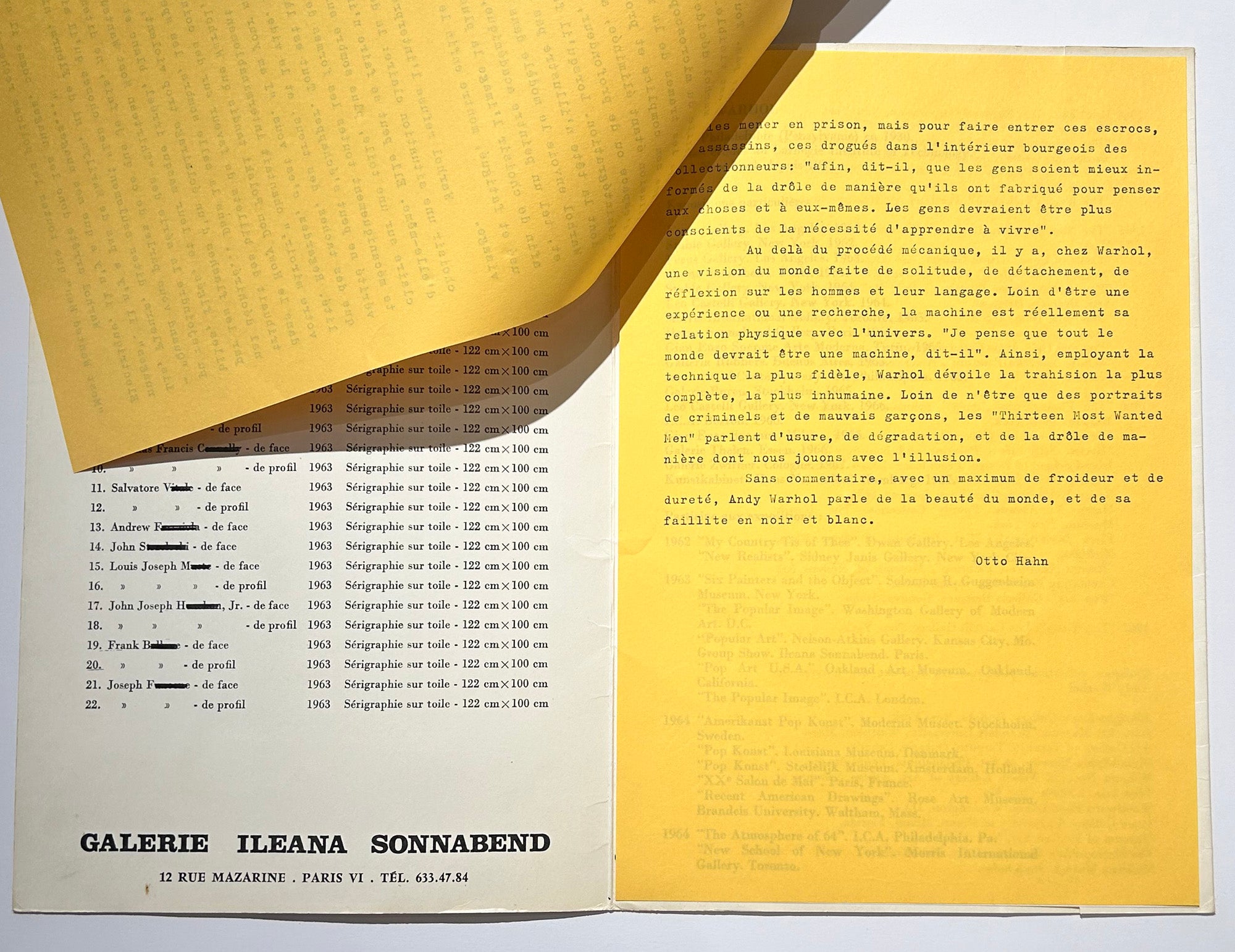 Andy Warhol : The Thirteen most wanted men. 1967.