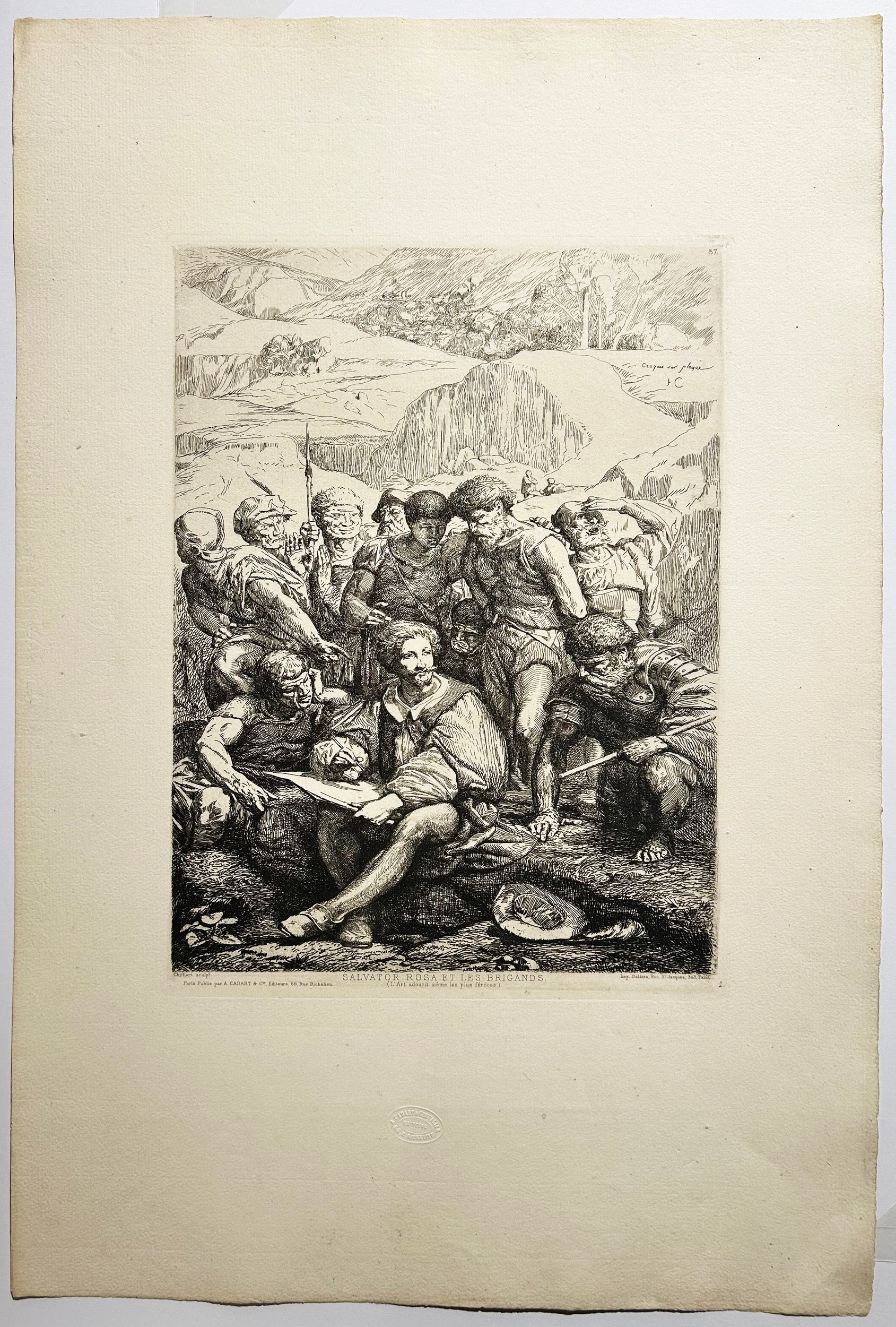François CHIFFLART Salvator Rosa et les brigands (L'Art adoucit même les plus féroces).  1863.