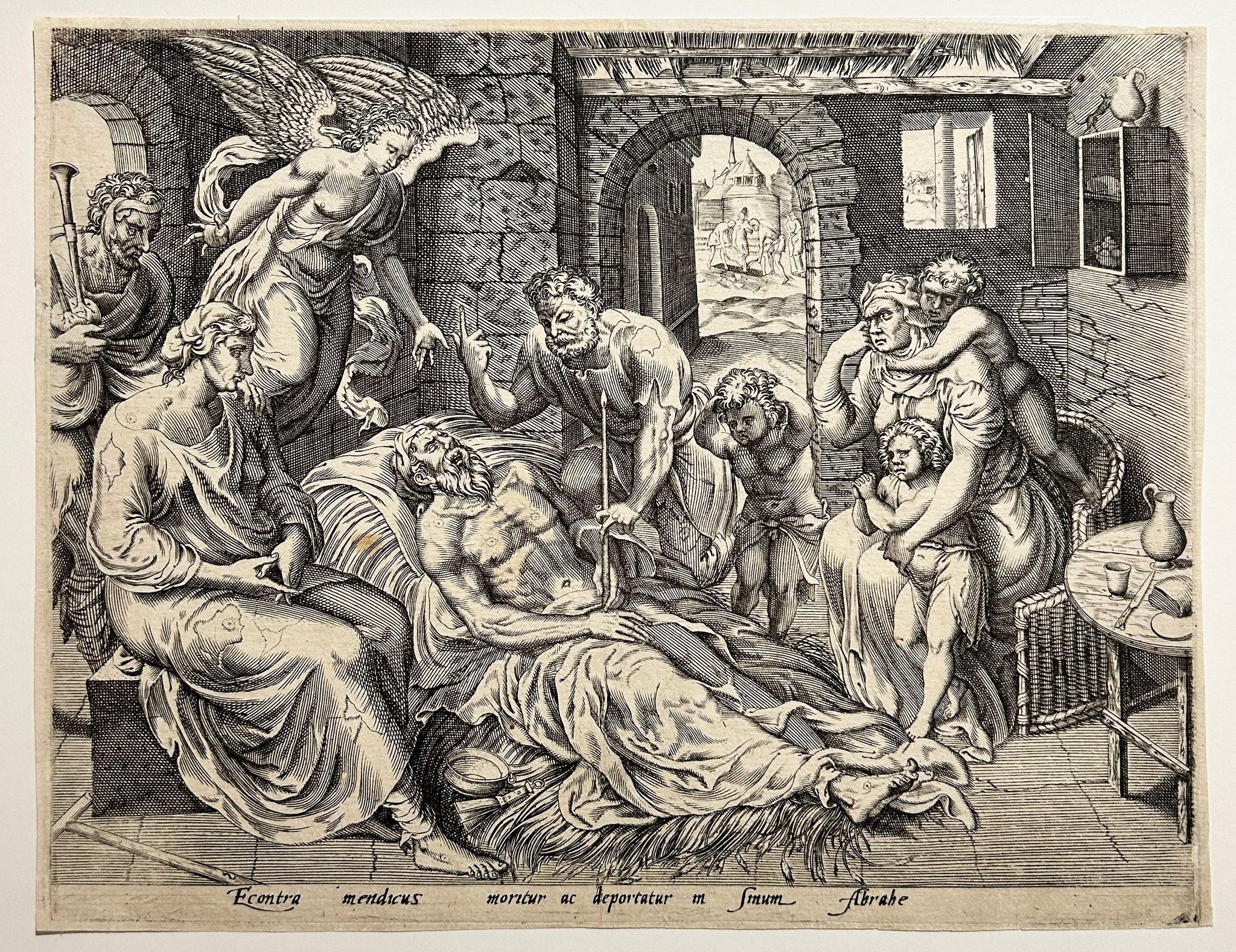 VAN GROENINGEN Gérard - La mort de Lazare. Gravure à l'eau-forte et au burin d'après Maarten van Heemskerck.