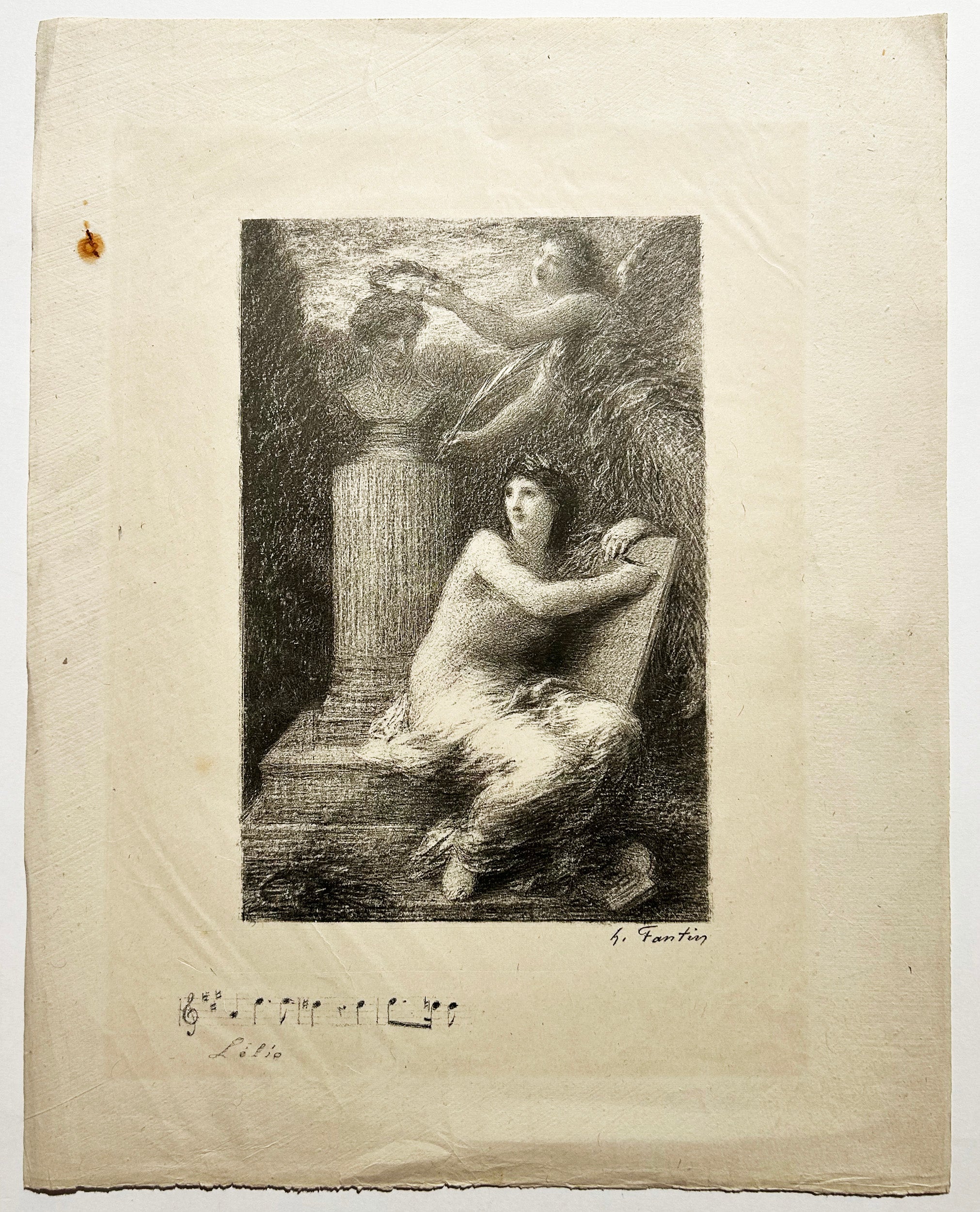 FANTIN LATOUR Lélion. À Berlioz (petite planche).  1895. Lithographie.