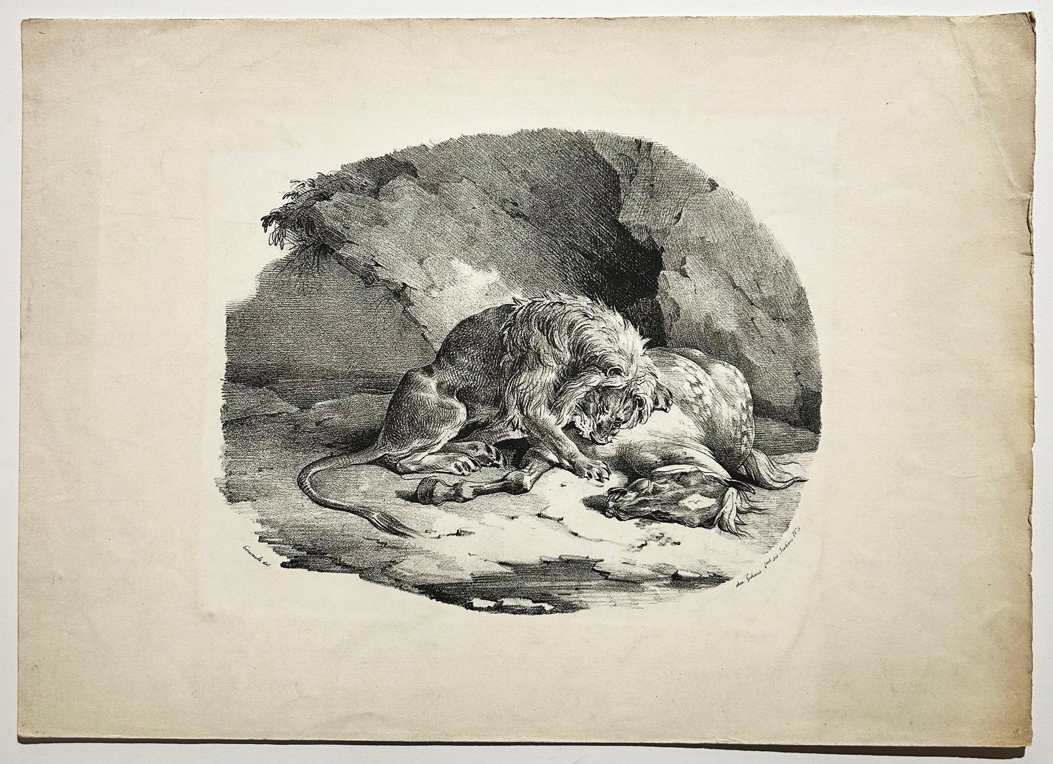 Cheval dévoré par un lion.  1823.
