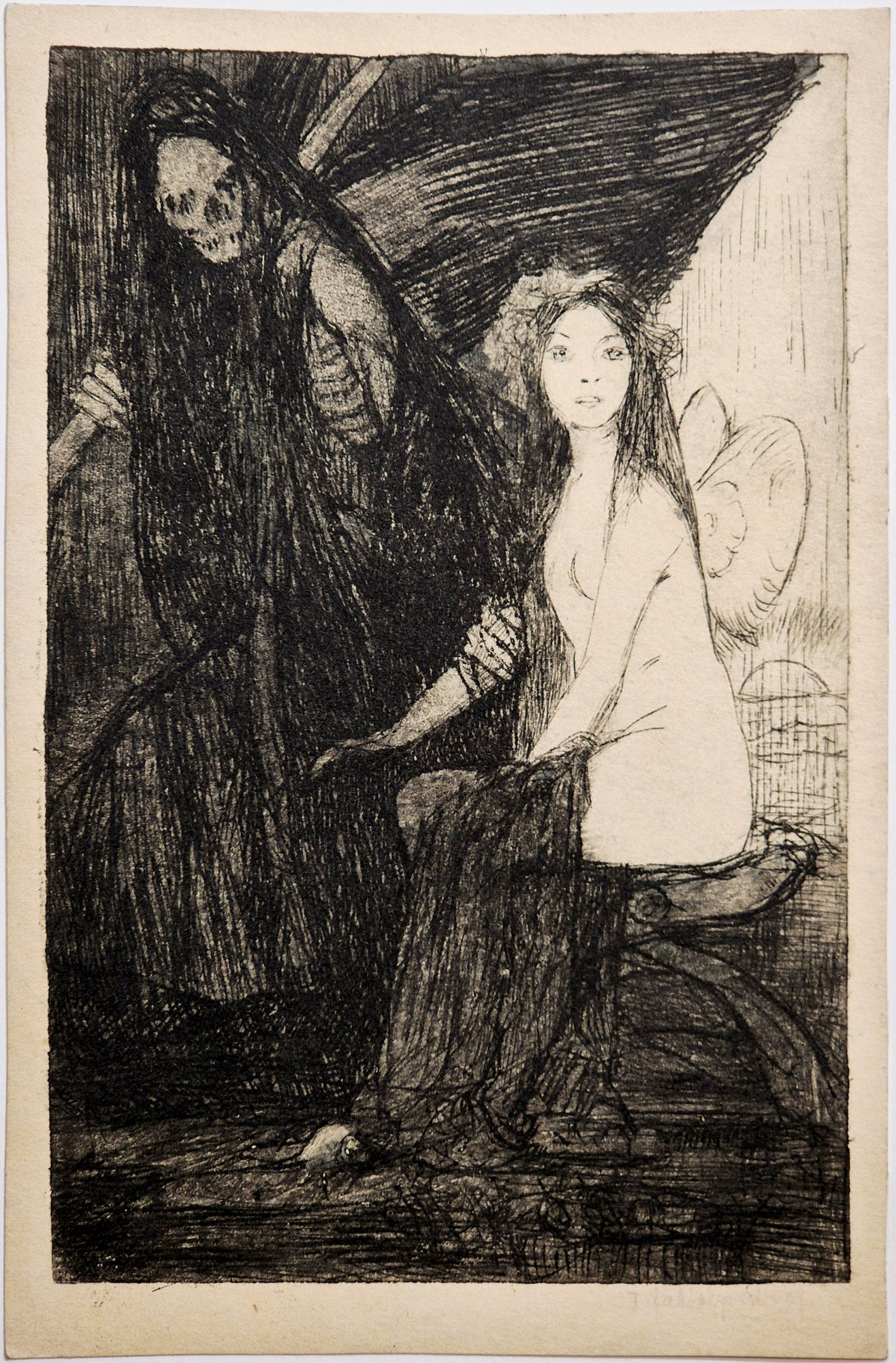 JABLCZYNSKI Feliks - Psyché et la Mort. 1908. Impression photomécanique.