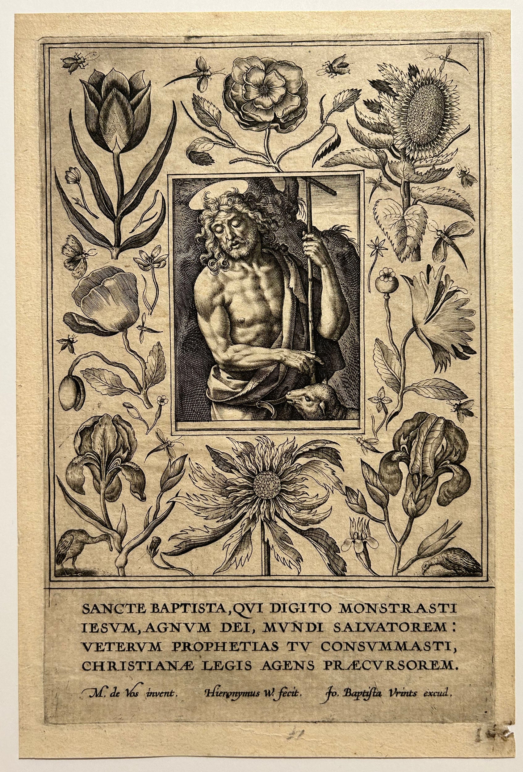 Hieronymus WIERIX - Saint Jean-Baptiste. Gravure à l'eau-forte et au burin d'après Maarten de Vos