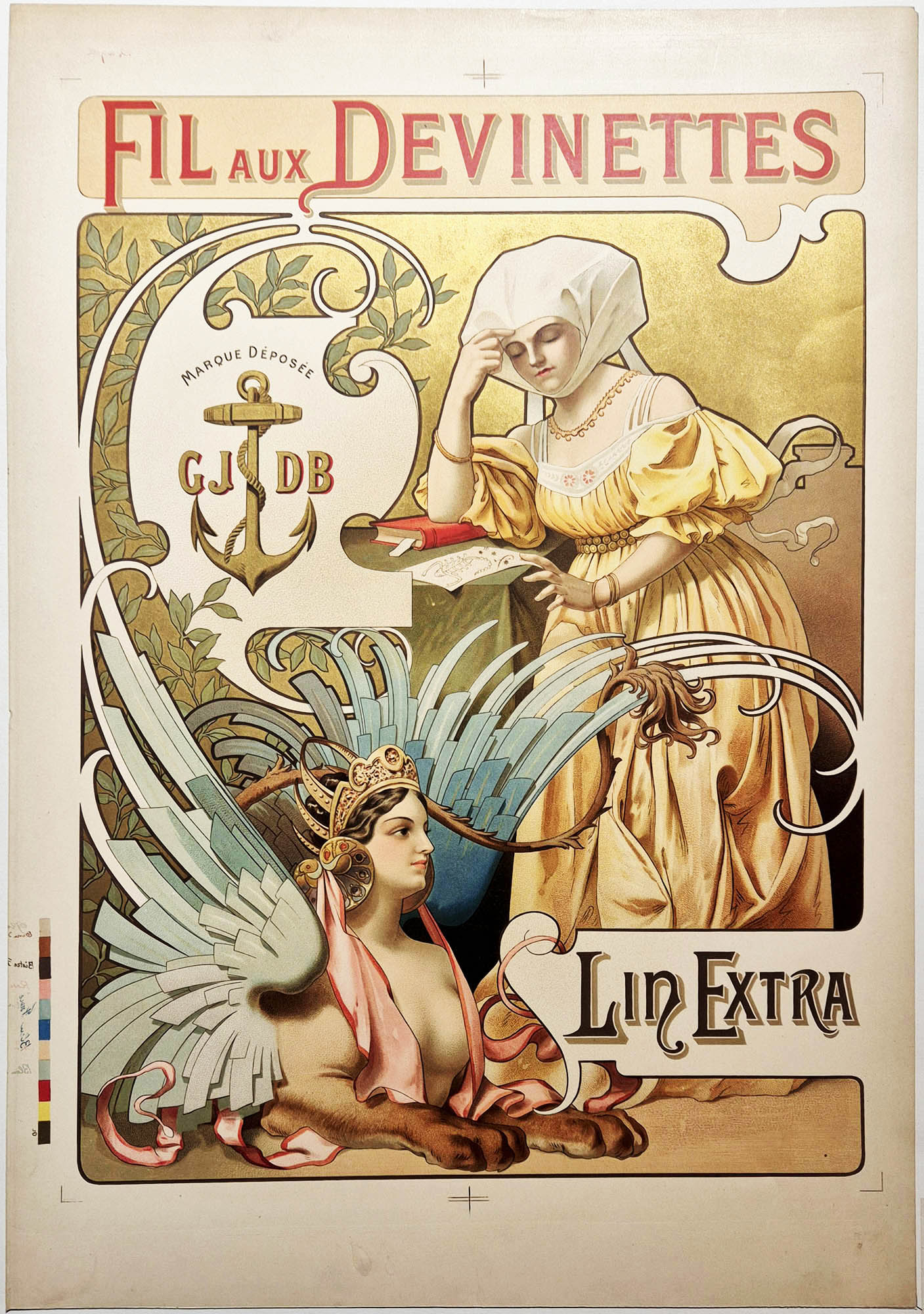ANONYME - Affiche pour le Fil aux Devinettes. c.1900. Chromolithographie.
