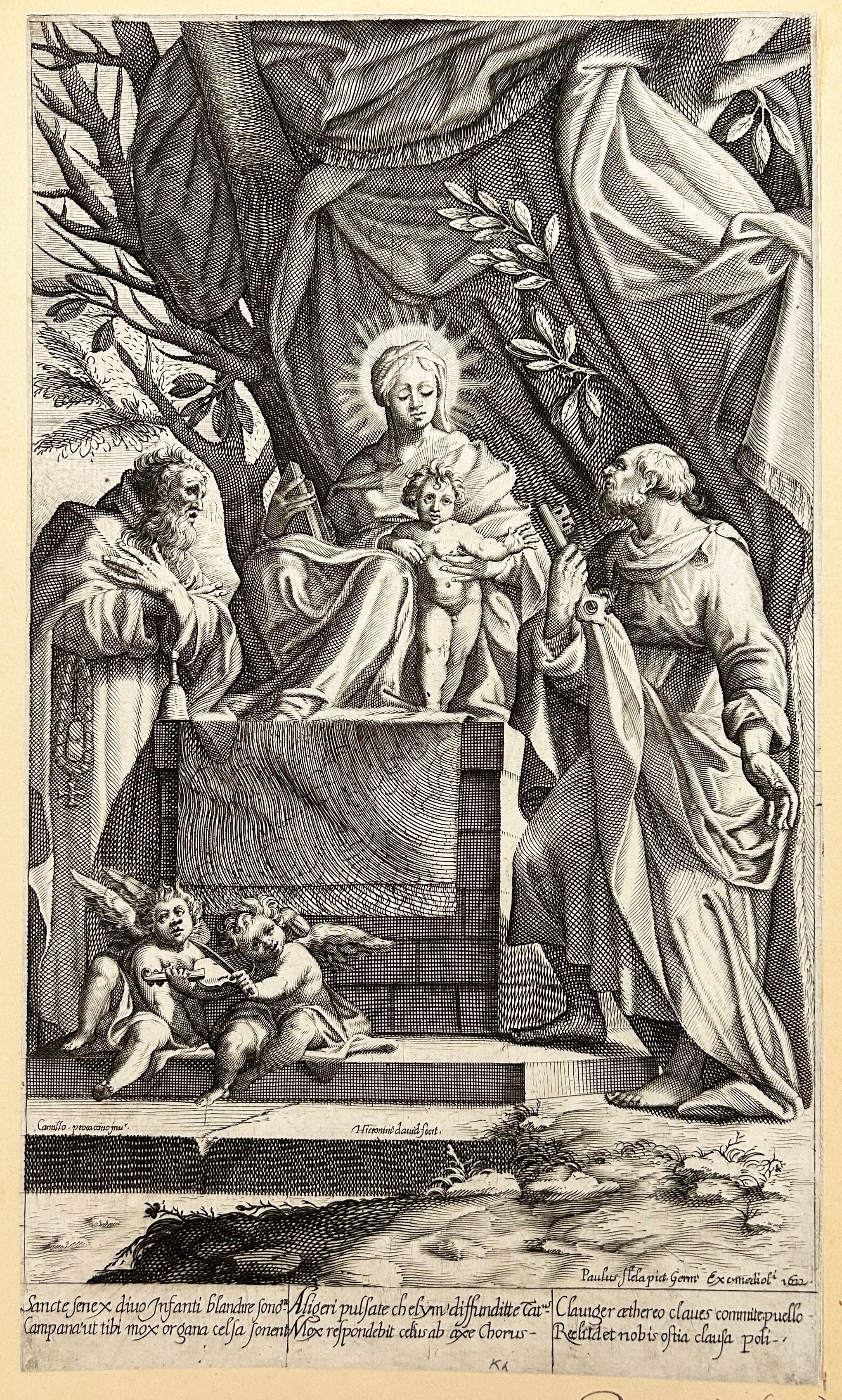 La Vierge et l'Enfant entre deux Saints, dont Saint Pierre. 1622.