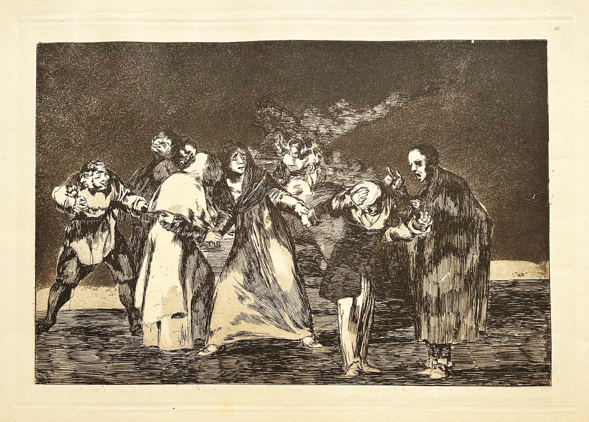 GOYA Les exhortations. Sanan cuchilladas mas no malas palabras. Gravure. Série de Los Proverbios.