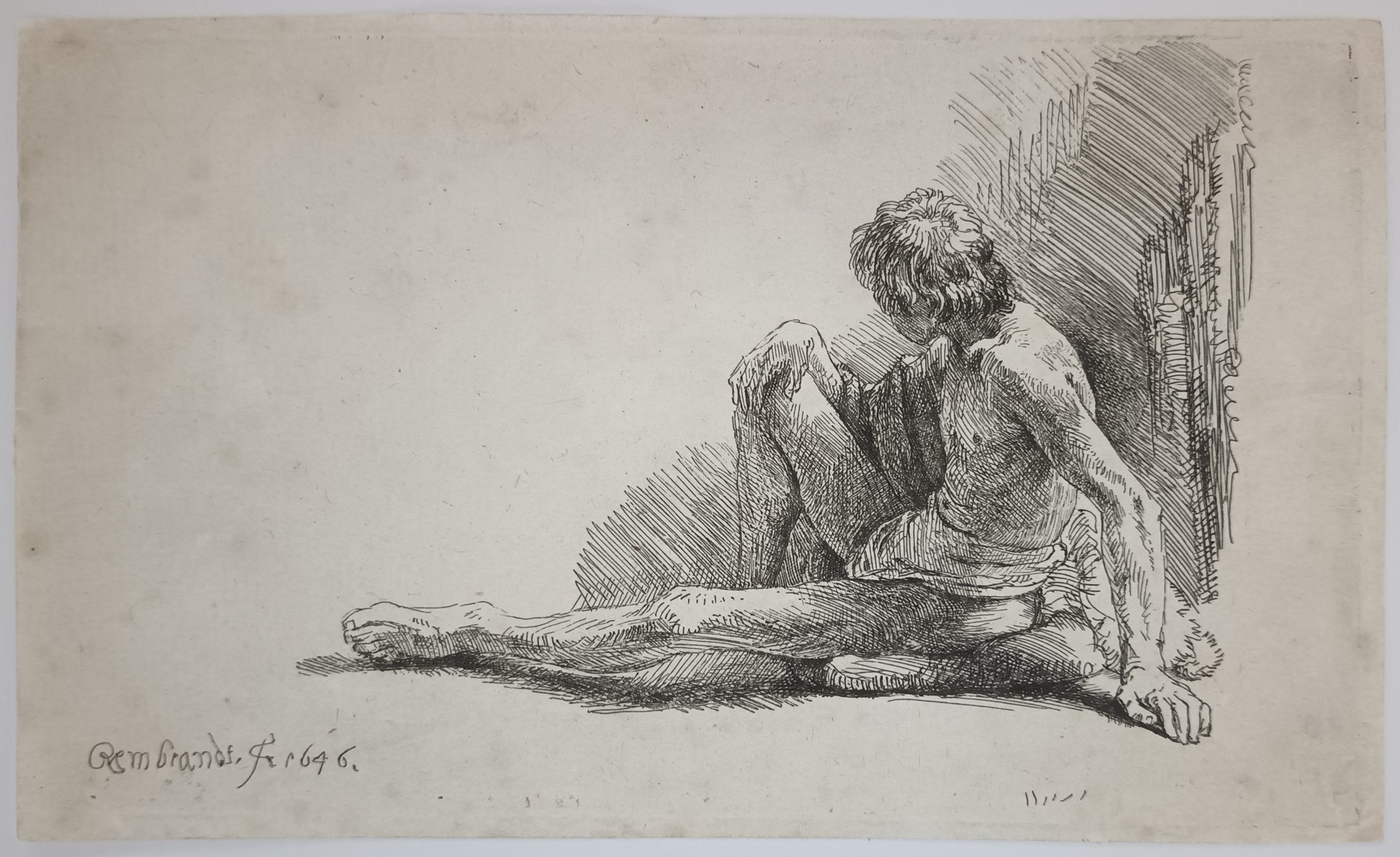 Académie d'un homme assis à terre. 1646.