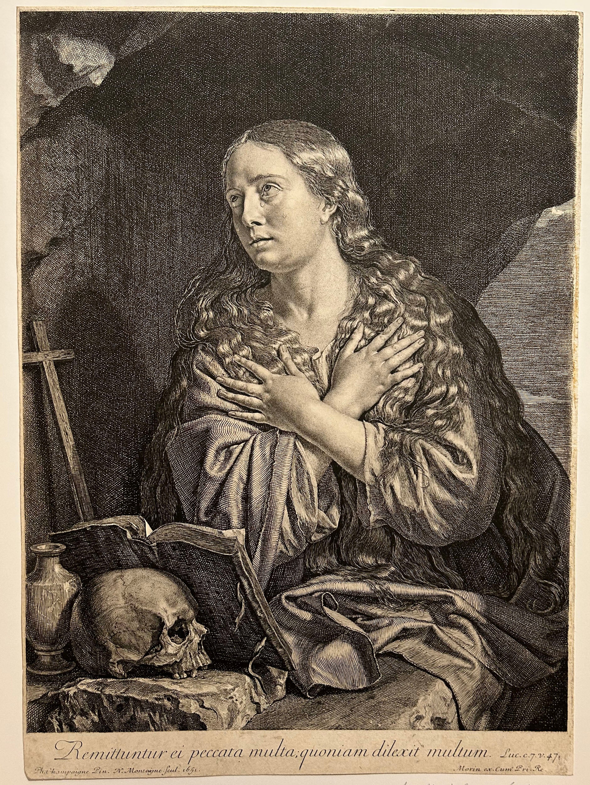 Nicolas de PLATTEMONTAGNE - La Madeleine pénitente. 1651. Gravure d'après Champaigne.