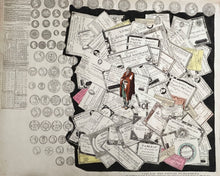 Charger l'image dans la galerie, Tableau des papiers et monnaies, avec l'échelle de proportion de leur valeur pendant leurs cours adopté par le conseil des Anciens le 5 Messidor an V (23 juin 1797). Trompe l'œil aux assignats. Fin 18ème.