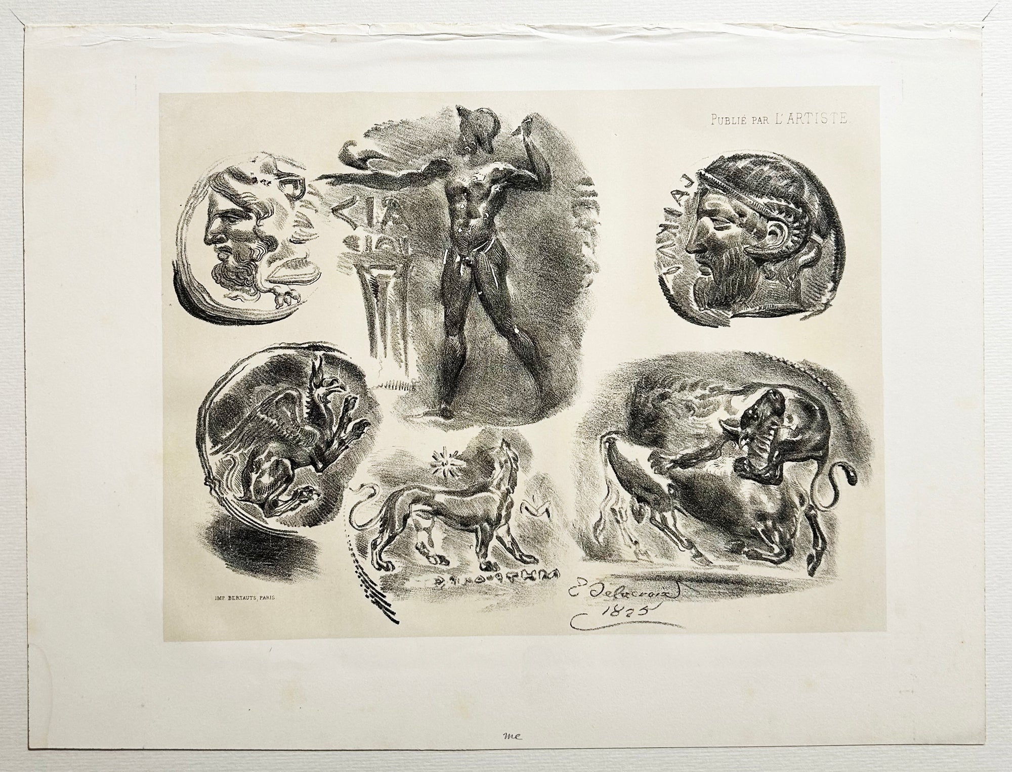 Feuille de six médailles antiques. 1825.