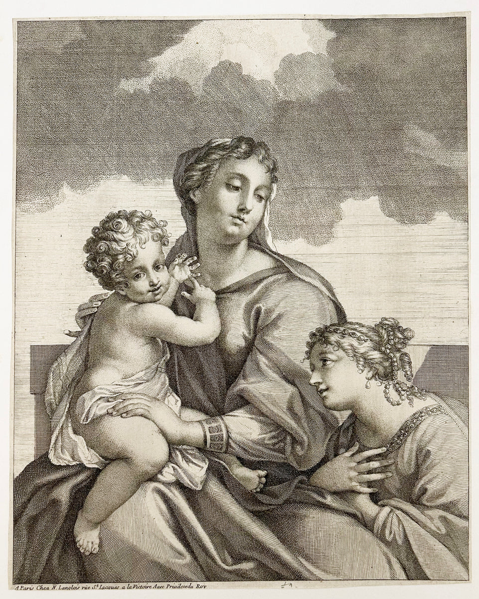 Tableau Mural Religieux Avec Cadre - Jésus Et Marie - Style Baroque Antique - 90x70 Cm - Fabriqué Italie