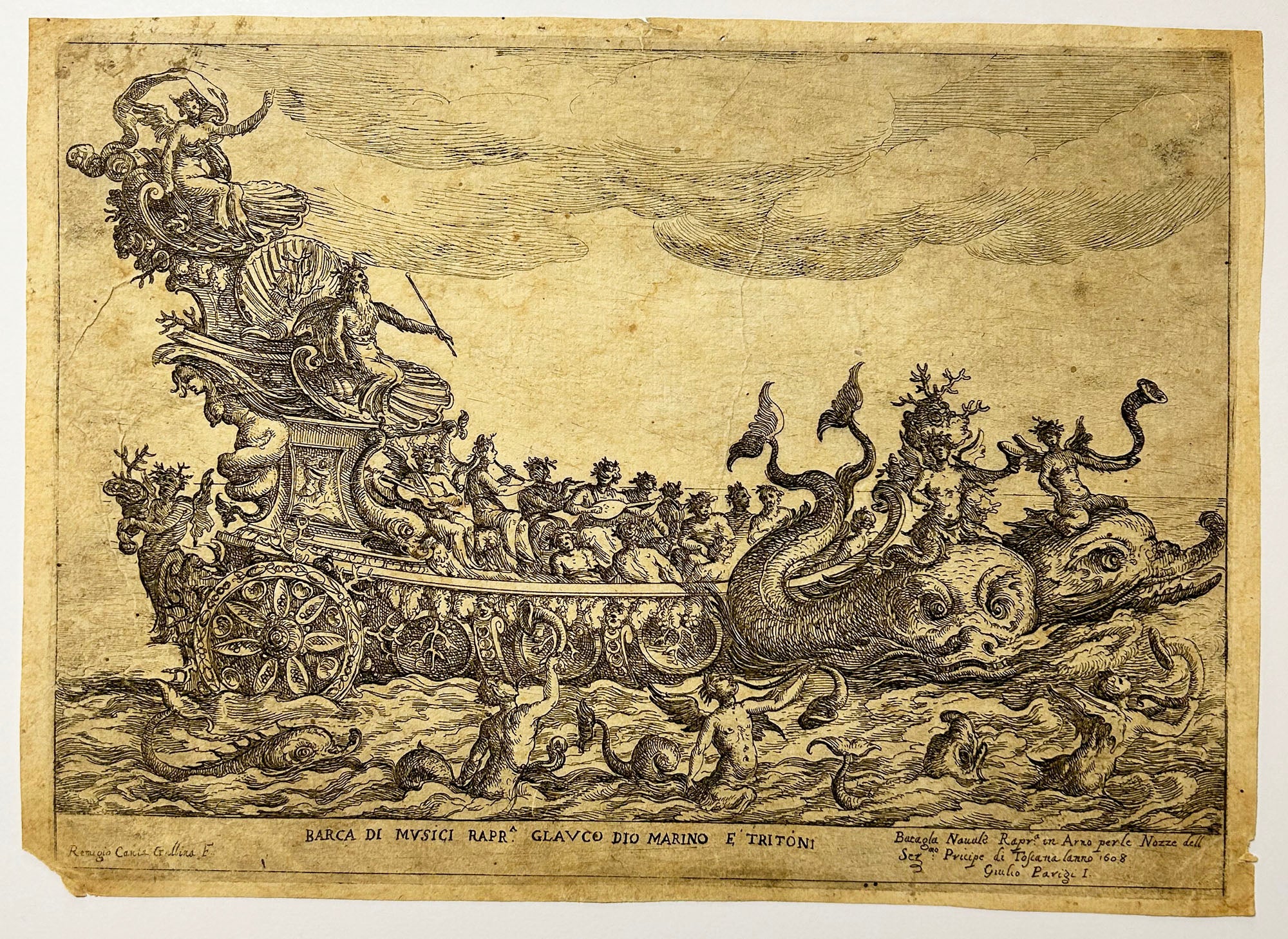 Barca dei musici rapr.Glauco dio marino e Tritoni. 1608.