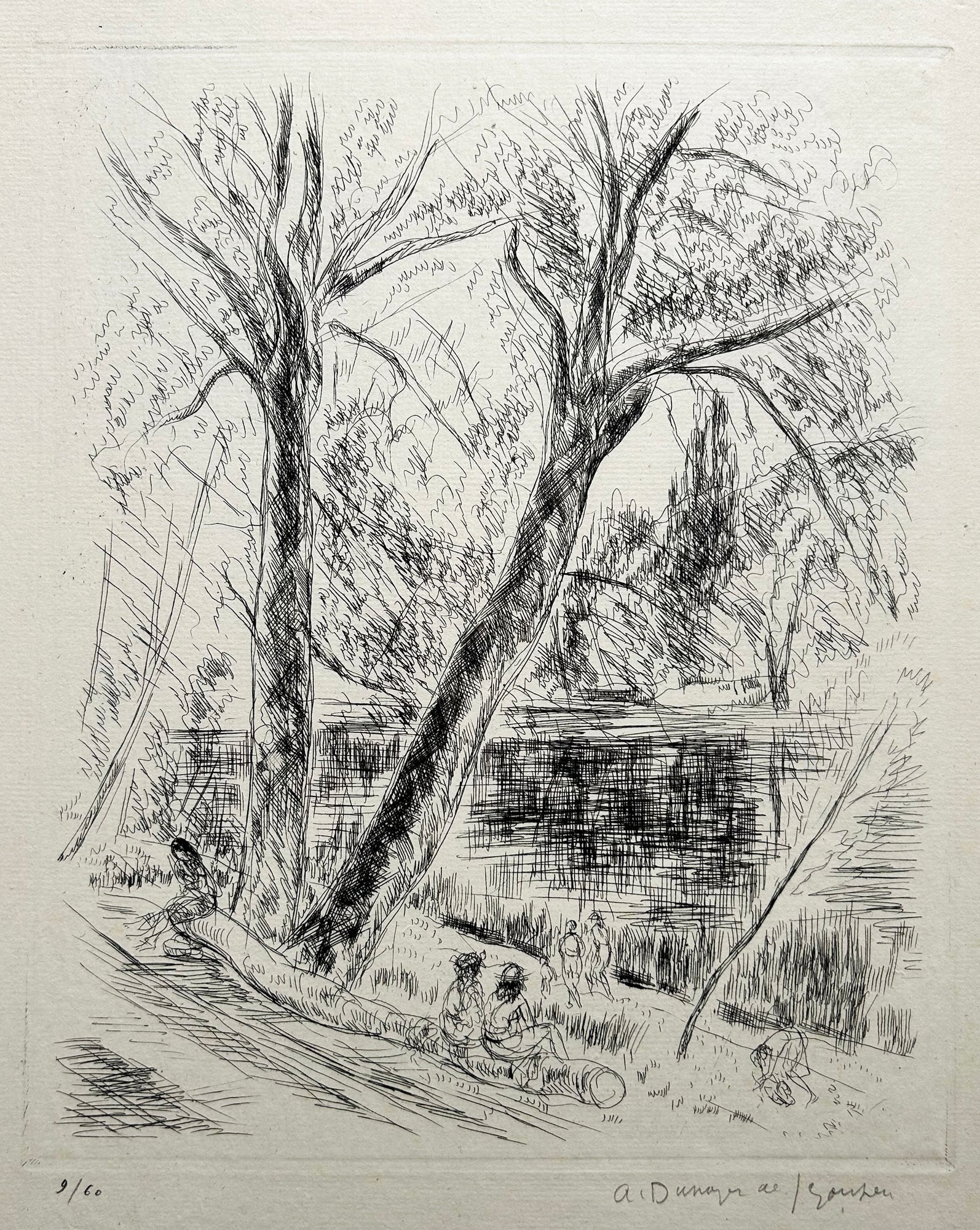 DUNOYER DE SEGONZAC - Les Etangs de Ville d'Avray. 1938. Eau-forte originale.