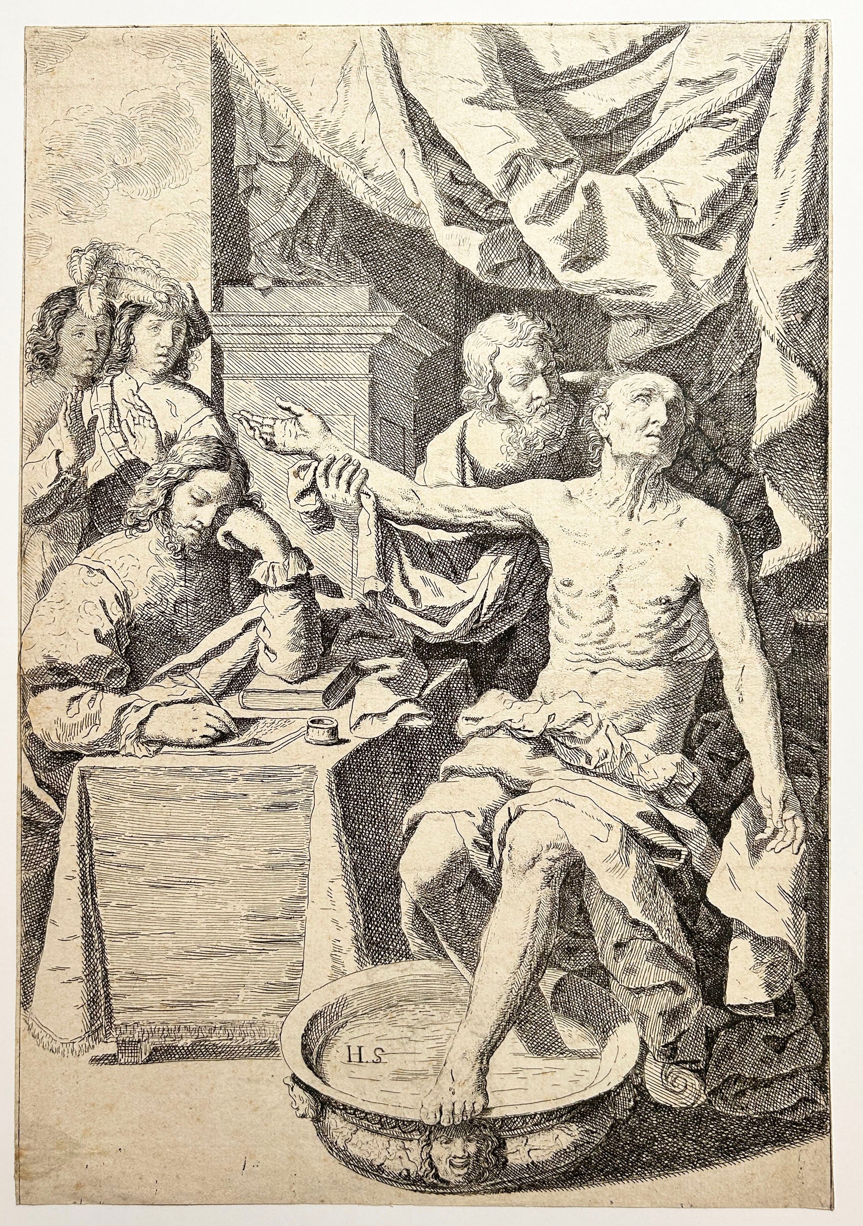 Lodovico LANA - La mort de Sénèque. 1643. Eau-forte d'après Le Guerchin.