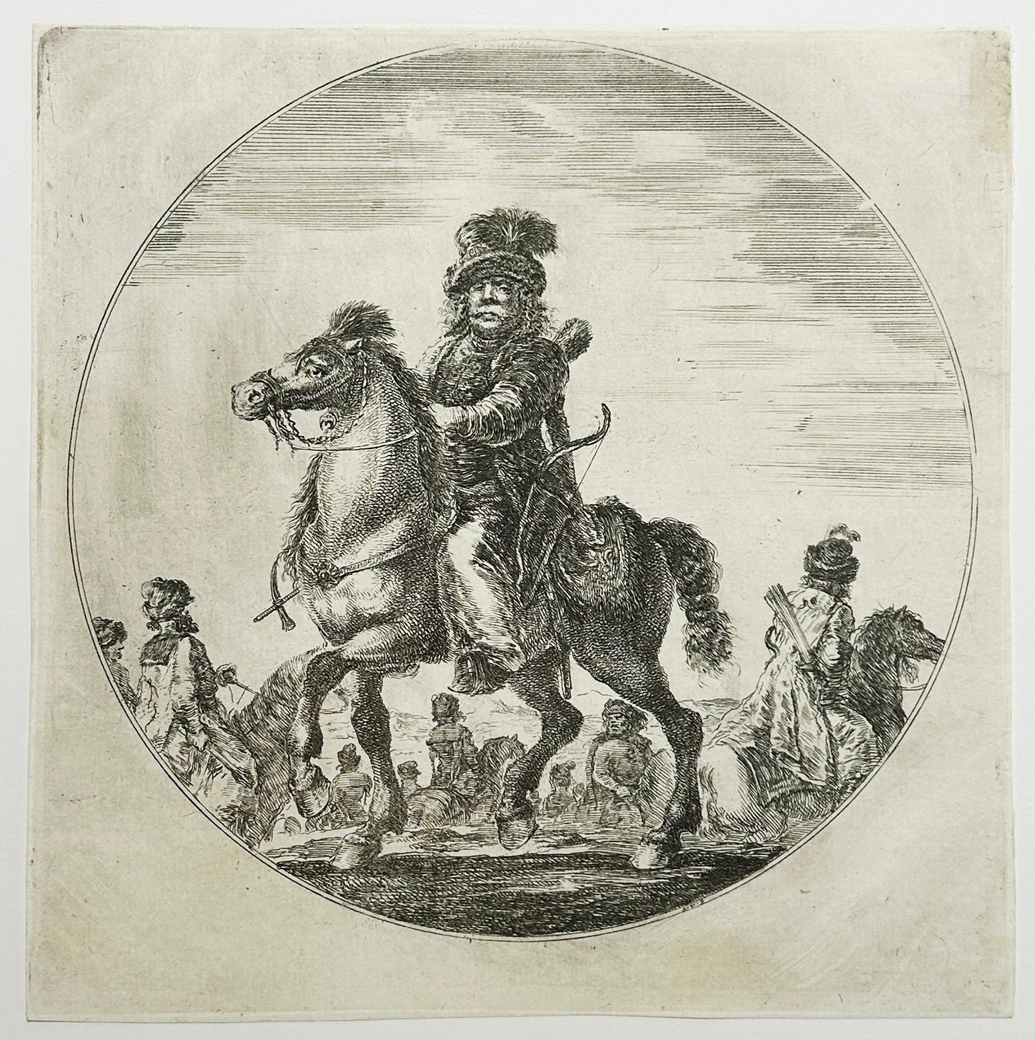 Un cavalier hongrois, allant à gauche, regardant de face.