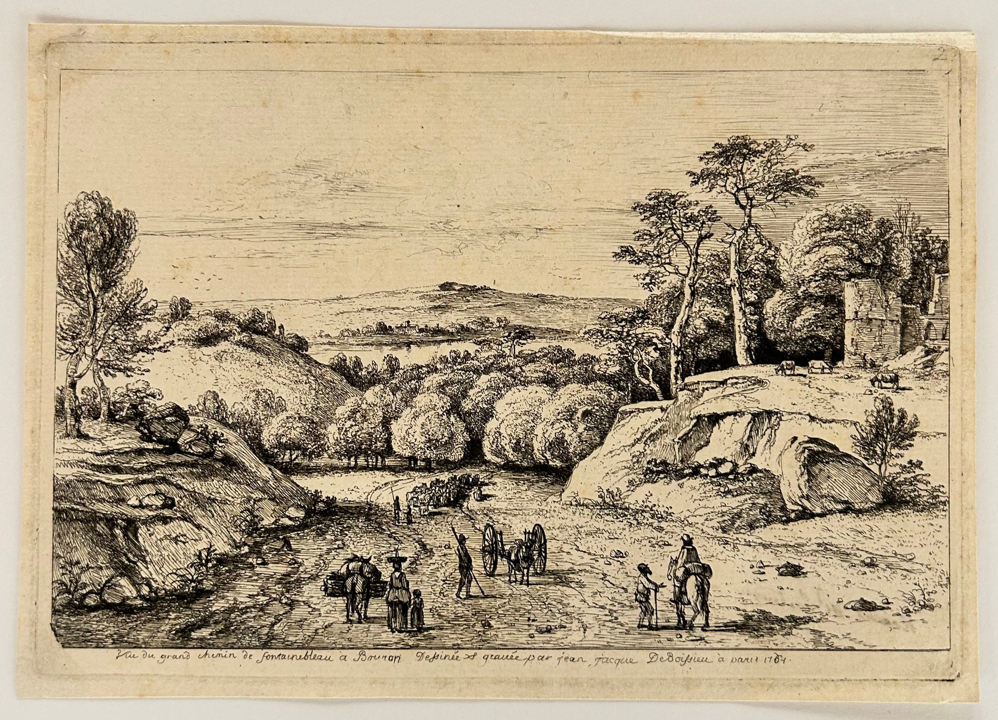 Vue du Chemin de Fontainebleau à Bourron.  1764.