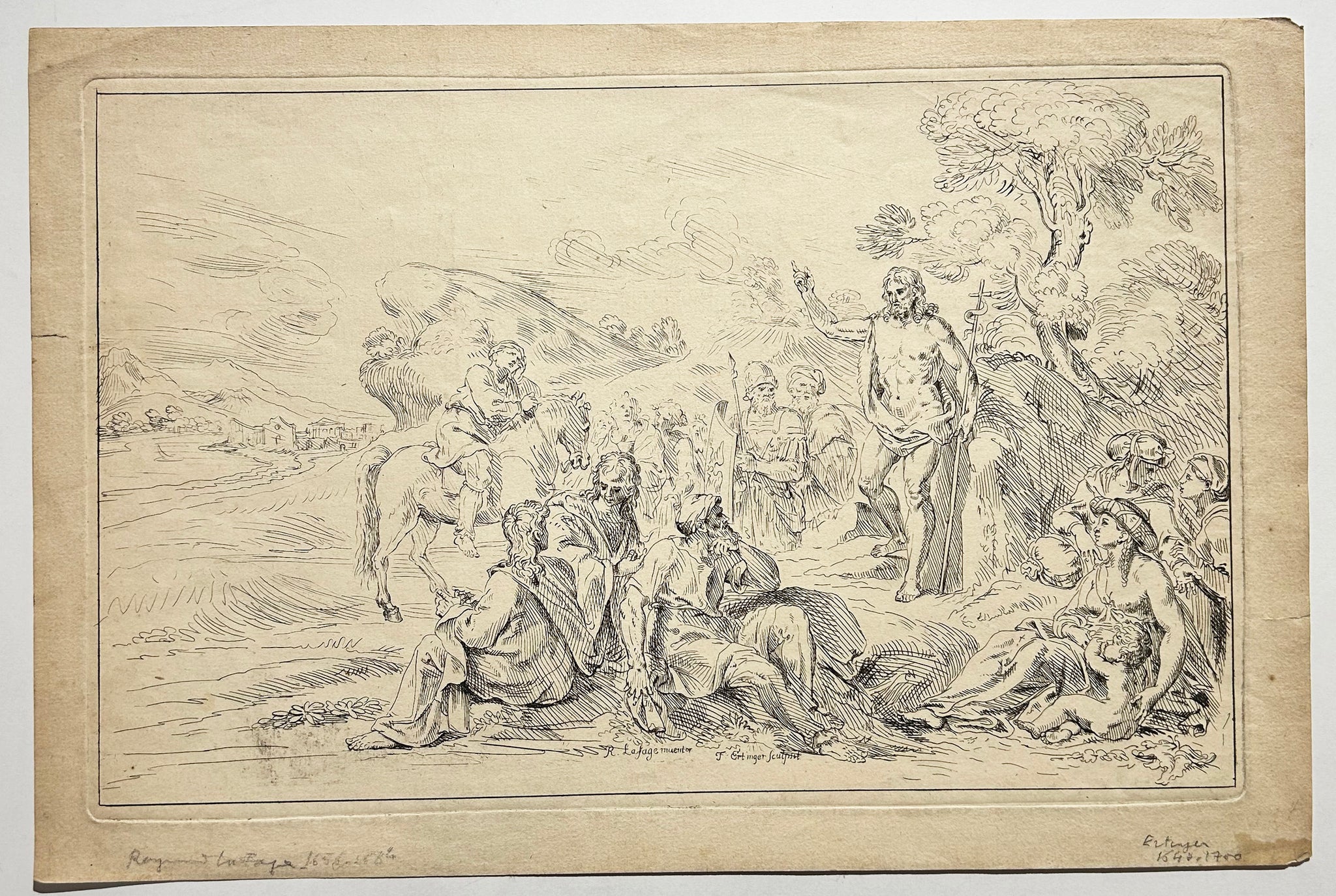 François ERTINGER La Prédication de Saint Jean-Baptiste. Gravure d'après Raymond Lafage.