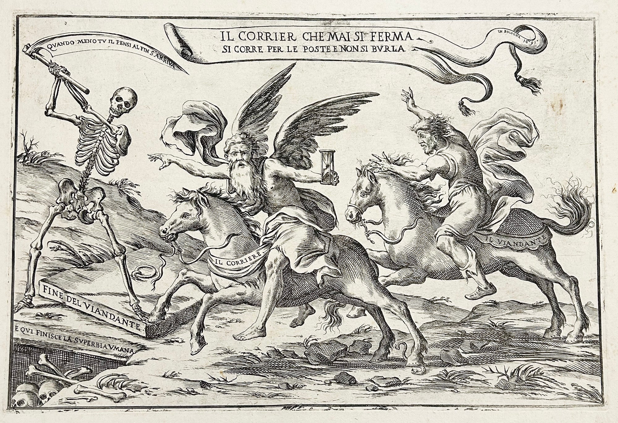 Il corrier che mai si ferma, si corre per le poste e non si burla (Allégorie de la mort).