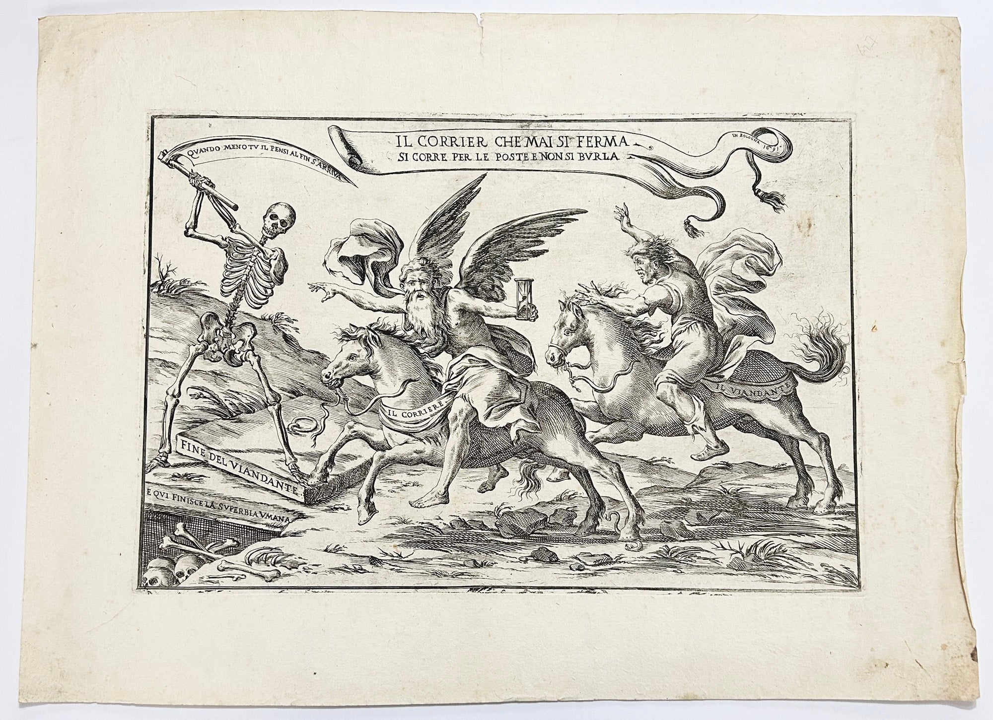 Il corrier che mai si ferma, si corre per le poste e non si burla (Allégorie de la mort).