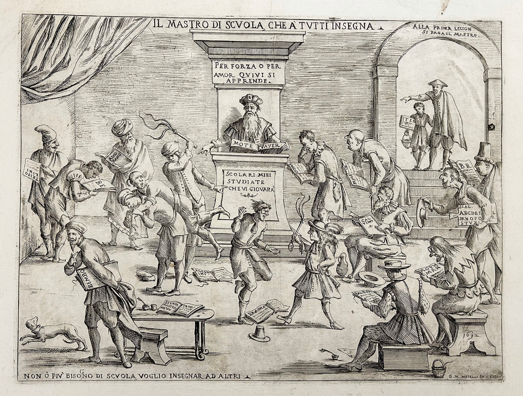 Il maestro di scuola che a tutti insegna (Le professeur d'école qui enseigne à tout le monde).  1692.