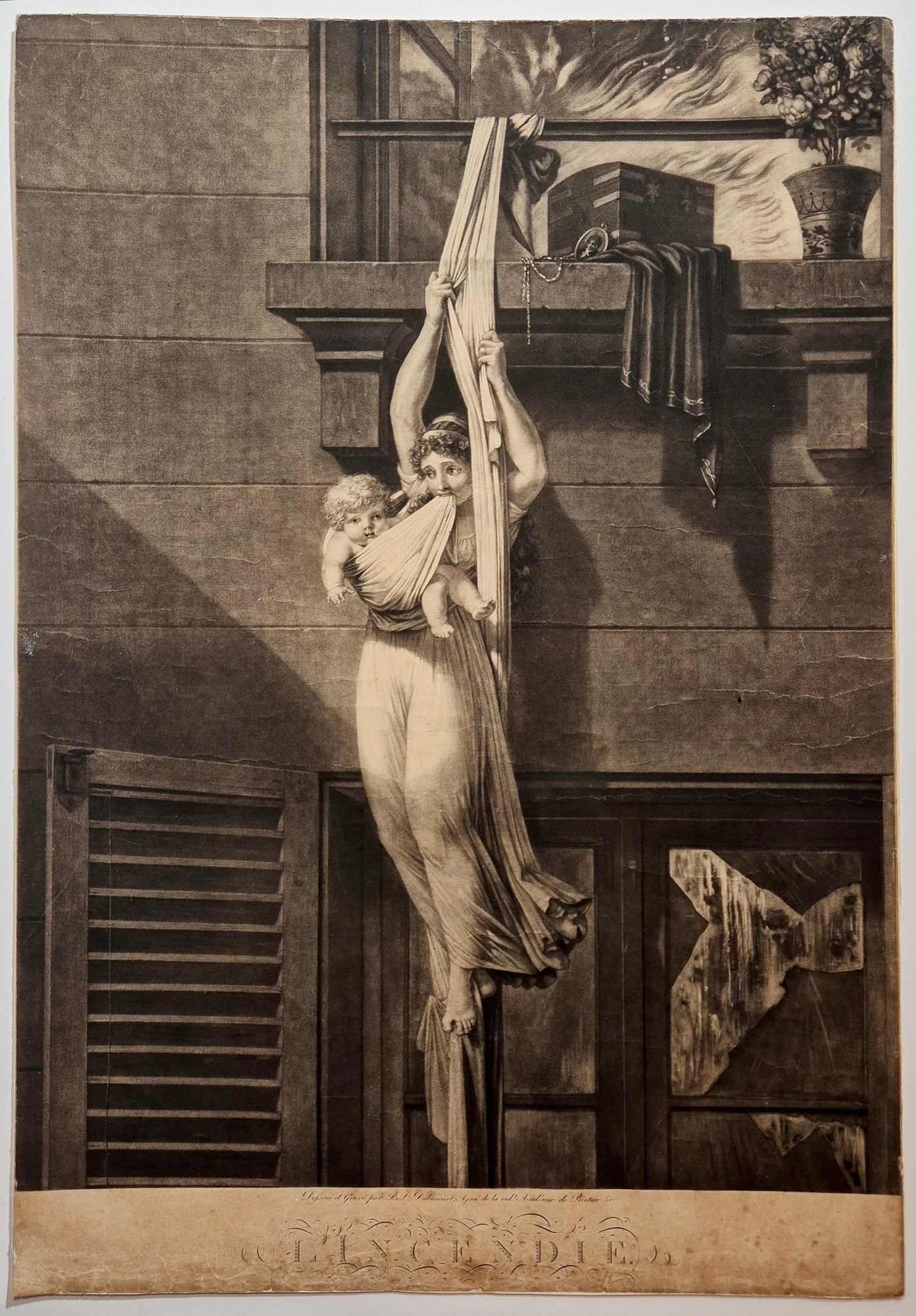 Philibert Louis DEBUCOURT - L'incendie. 1804. Manière noire.