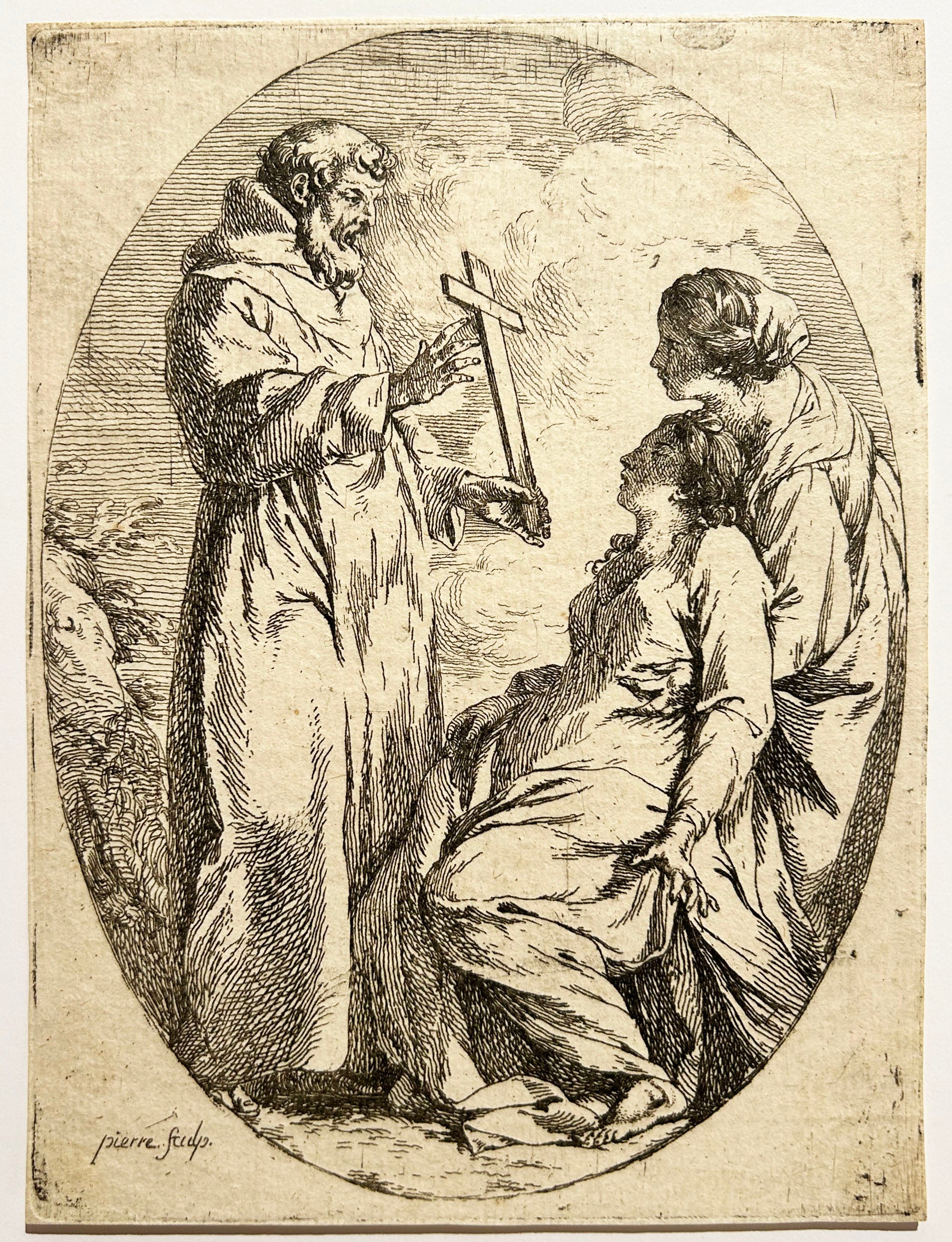 Jean-Baptiste Marie PIERRE - Saint François d'Assise guérissant une femme malade. Eau-forte.