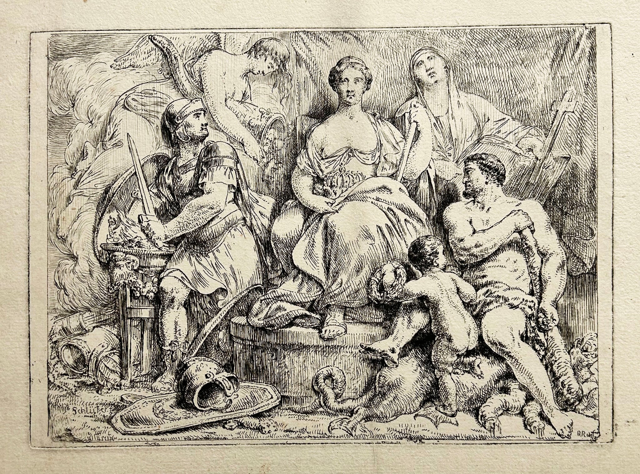 C.B RODE - Allégorie de la Gouvernance. c.1780. Eau-forte.