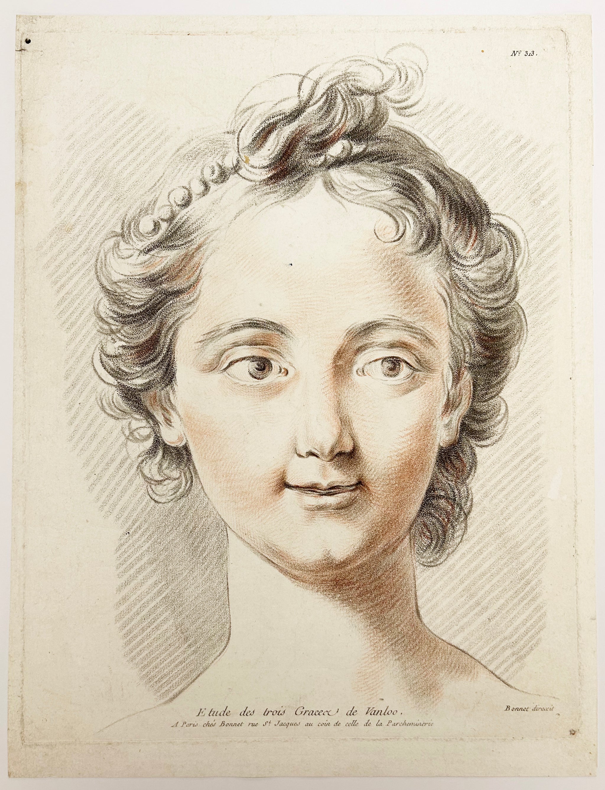 Etude des trois Grâces de Vanloo. Tête de Jeune Femme.