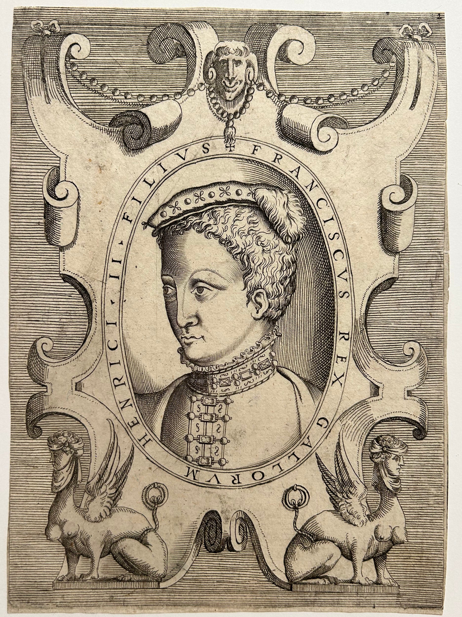 Portrait de François II, Roi de France (1544†1560), Fils aîné de Henri II et de Catherine de Médicis. c.1568. Burin gravé par un anonyme.