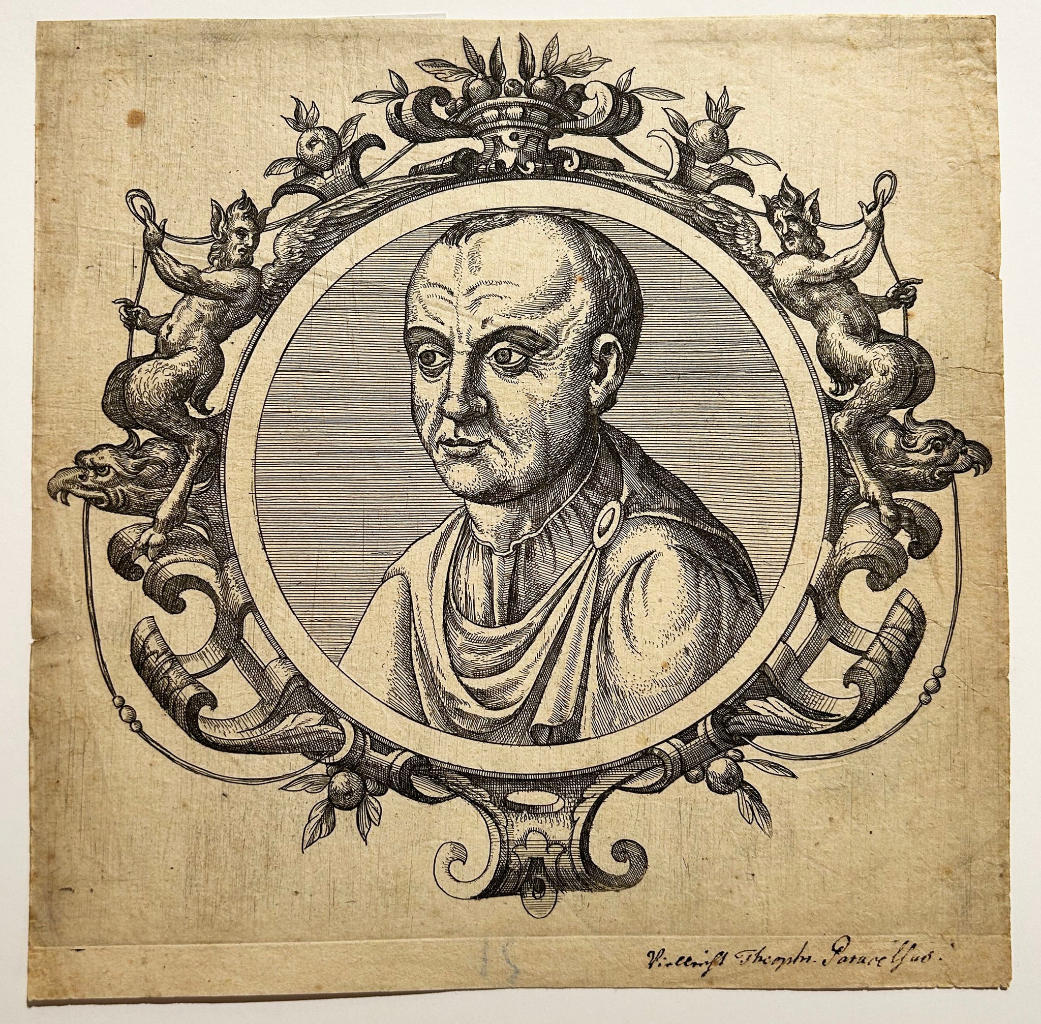 Pieter van der BORCHT - Portrait de Héraclide de Tarente, ancien médecin grec du Ier siècle av. J.-C. Gravure.