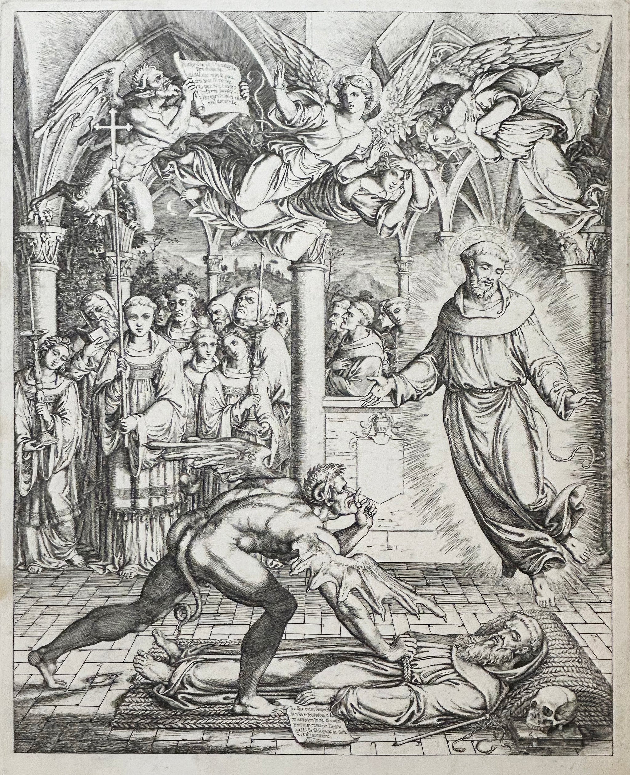 La lutte entre le Diable et Saint François d'Assise pour l'âme de Guido da Montefeltro.  1807-1808.