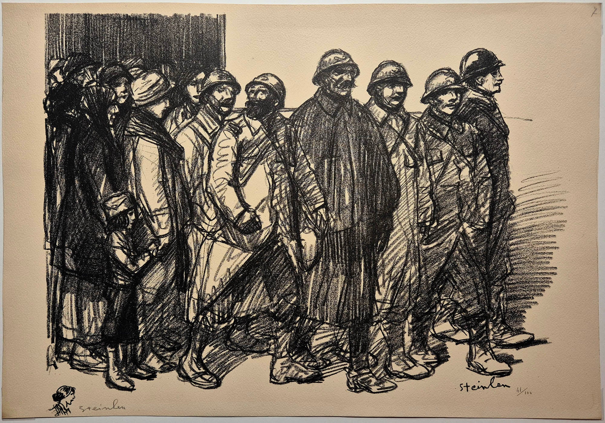 STEINLEN - A bientôt.. Pour de bon. 1915. Lithographie originale signée.