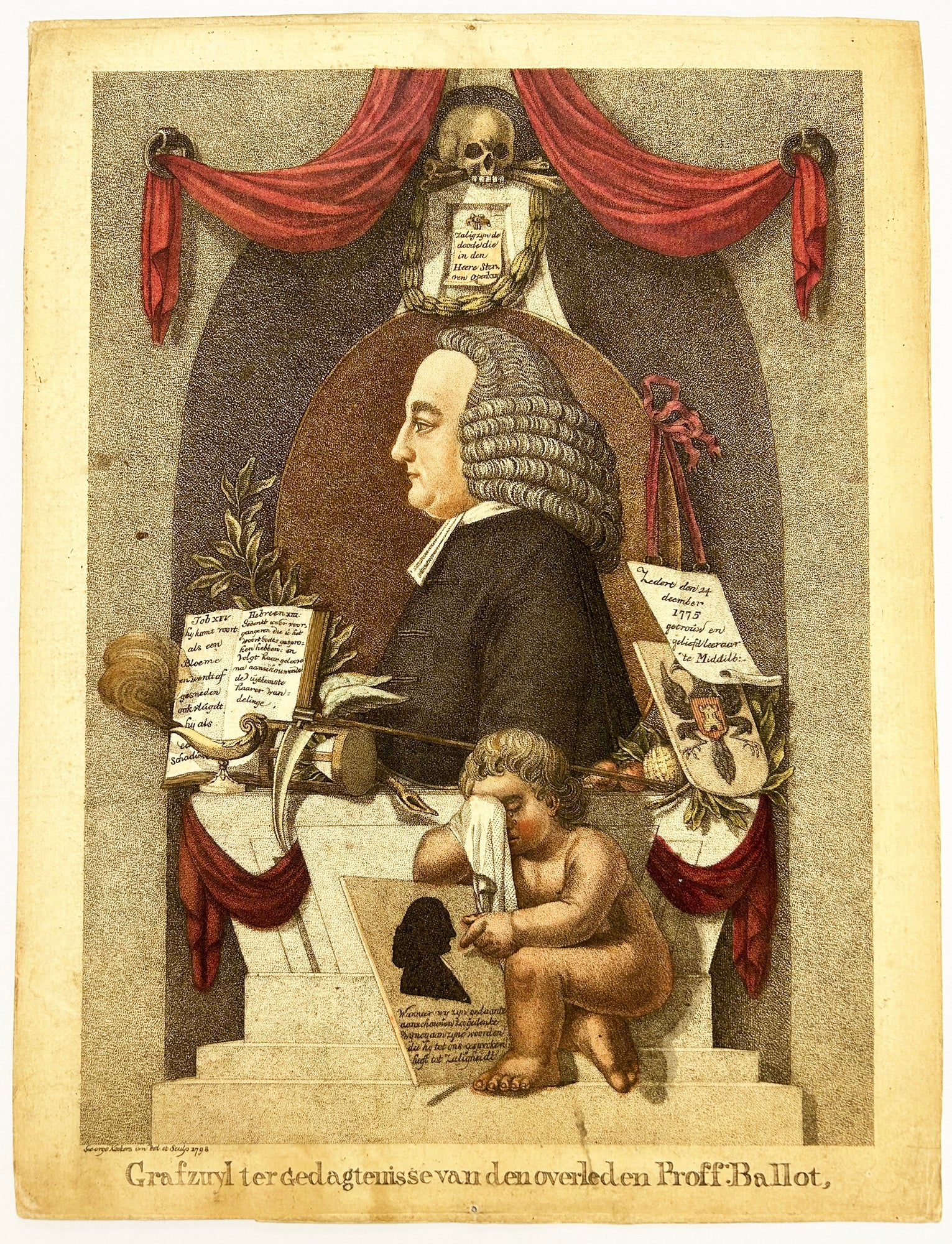Colonne funéraire à la mémoire de Christophorus Henricus Didericus Buys Ballot (1741†1797), professeur à la Faculté de mathématiques et de physique de l'Université d'Utrecht et premier tuteur de la société des femmes de Middelburg. 1798.