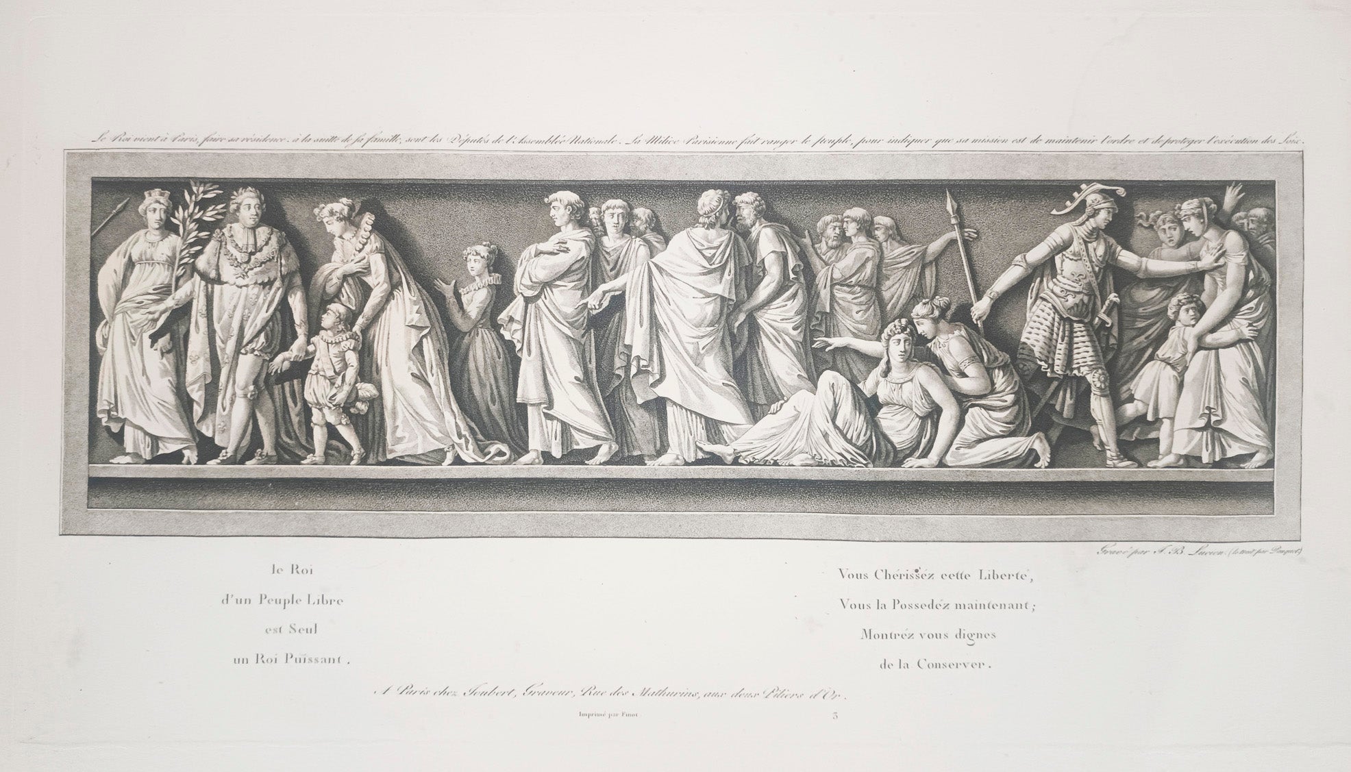 Hommage à la deuxième législature. Premier bas-relief placé sur l'Arc de Triomphe élevé au Champ de Mars, pour la Fédération générale des Français, célébrée à Paris le 14 juillet 1790.  1791-1792.