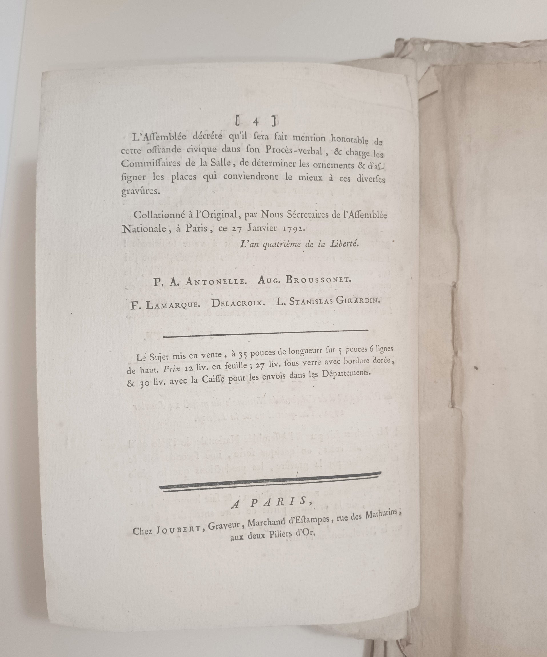 Hommage à la deuxième législature. Premier bas-relief placé sur l'Arc de Triomphe élevé au Champ de Mars, pour la Fédération générale des Français, célébrée à Paris le 14 juillet 1790.  1791-1792.
