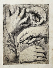 Charger l'image dans la galerie, GARCIA HIDALGO - Mains. La cinquième porte une plume (Manos. Cinco (2,1,2), la quinta lleva una pluma). 1693. Eau-forte originale.
